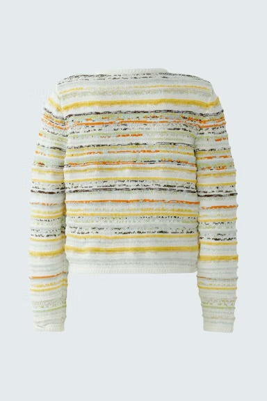 Oui Jacquard Knit Jacket In White & yellow