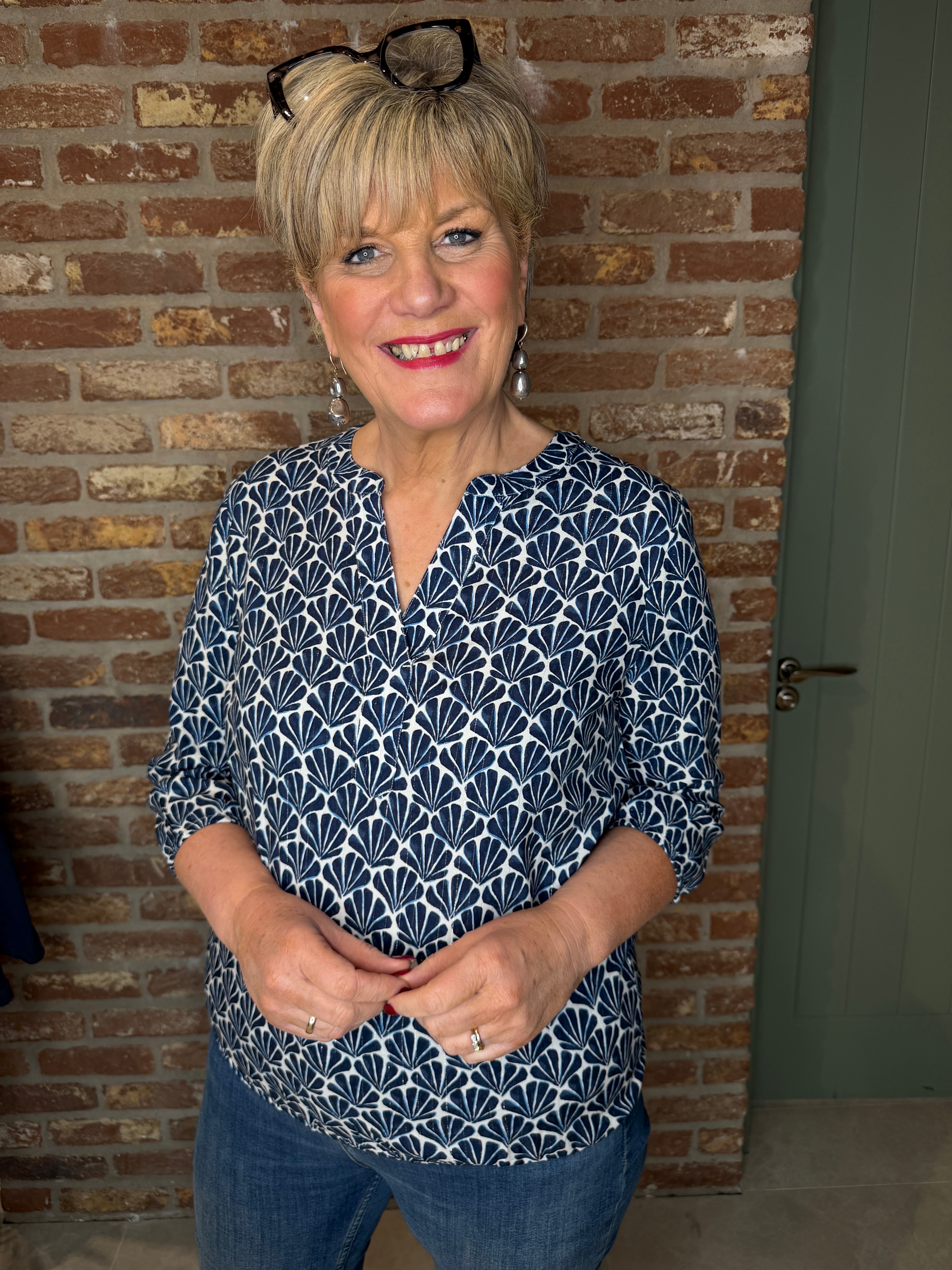 Cecil v-neck print Blouse In Universal Blue