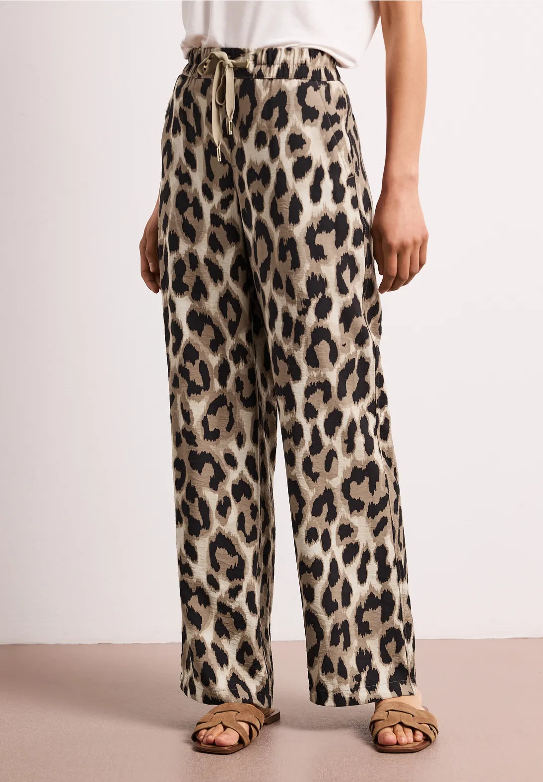 Street One Leopard Trousers In Timeless Beige
