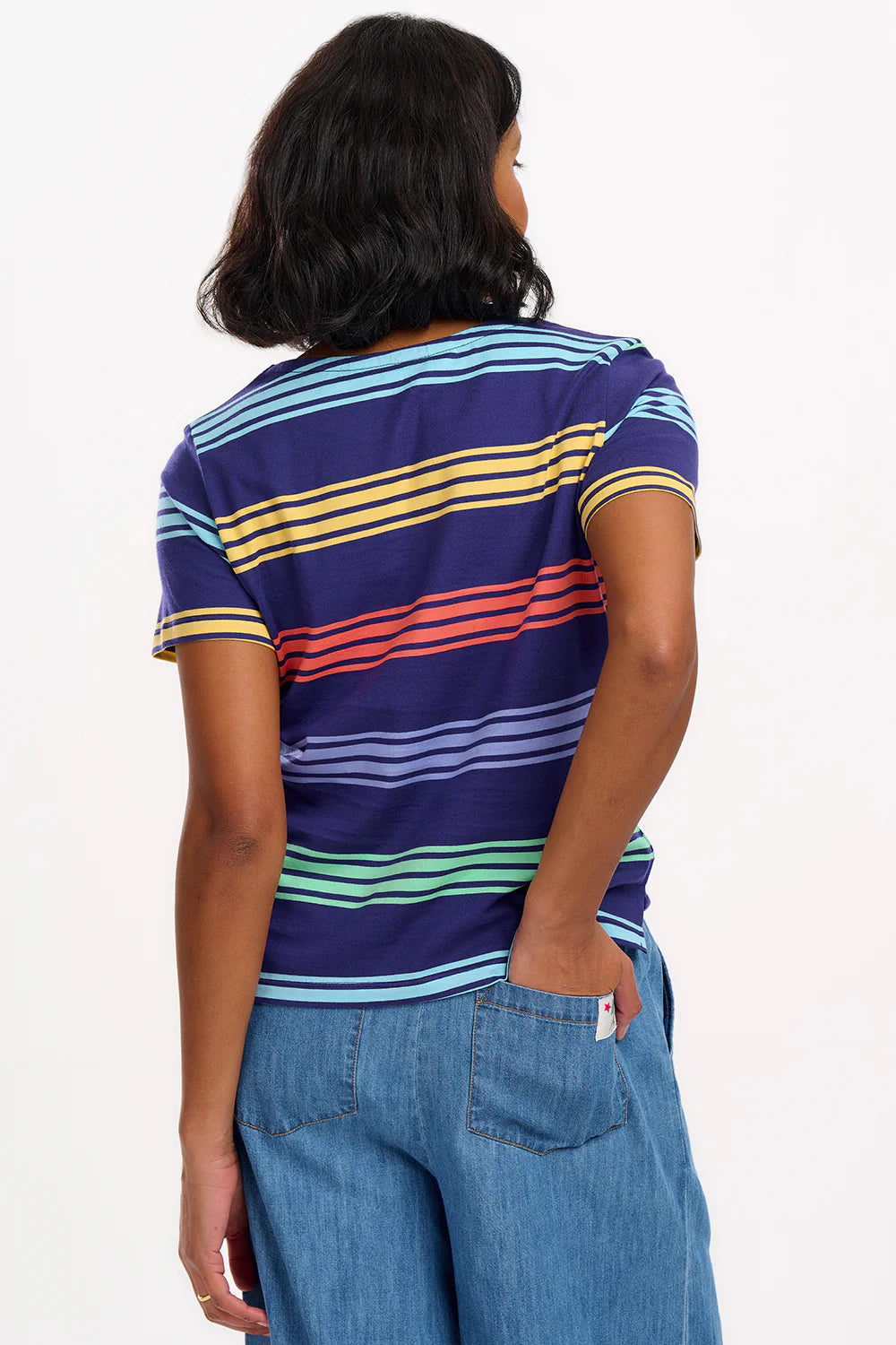 Sugarhill Brighton Cara Striped Top In Navy Multi