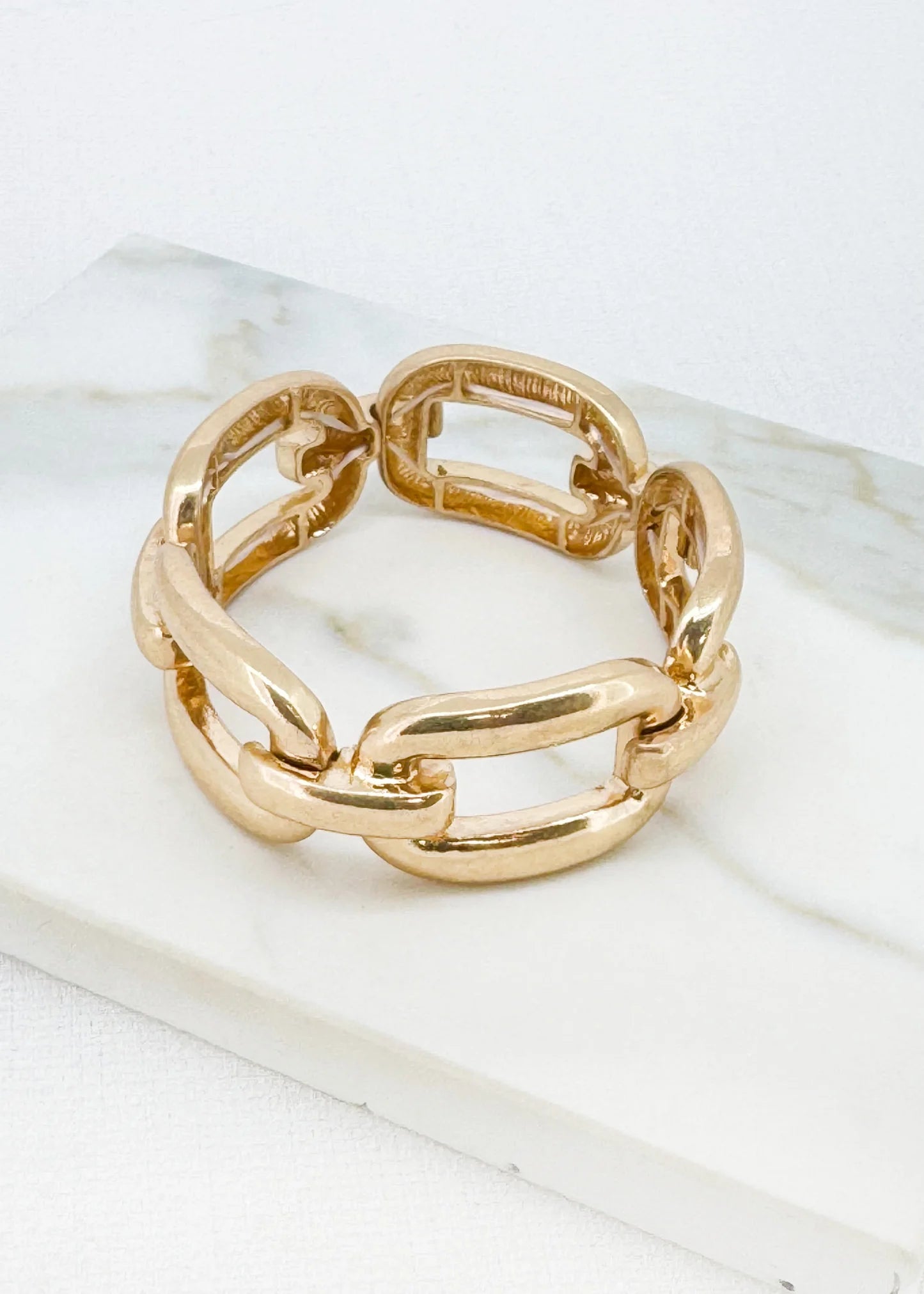 Envy Large Link Bracelet in Worn gold