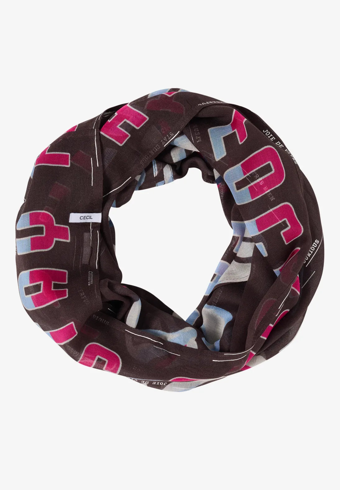 Cecil foil patterned Loop Snood In macchiato brown