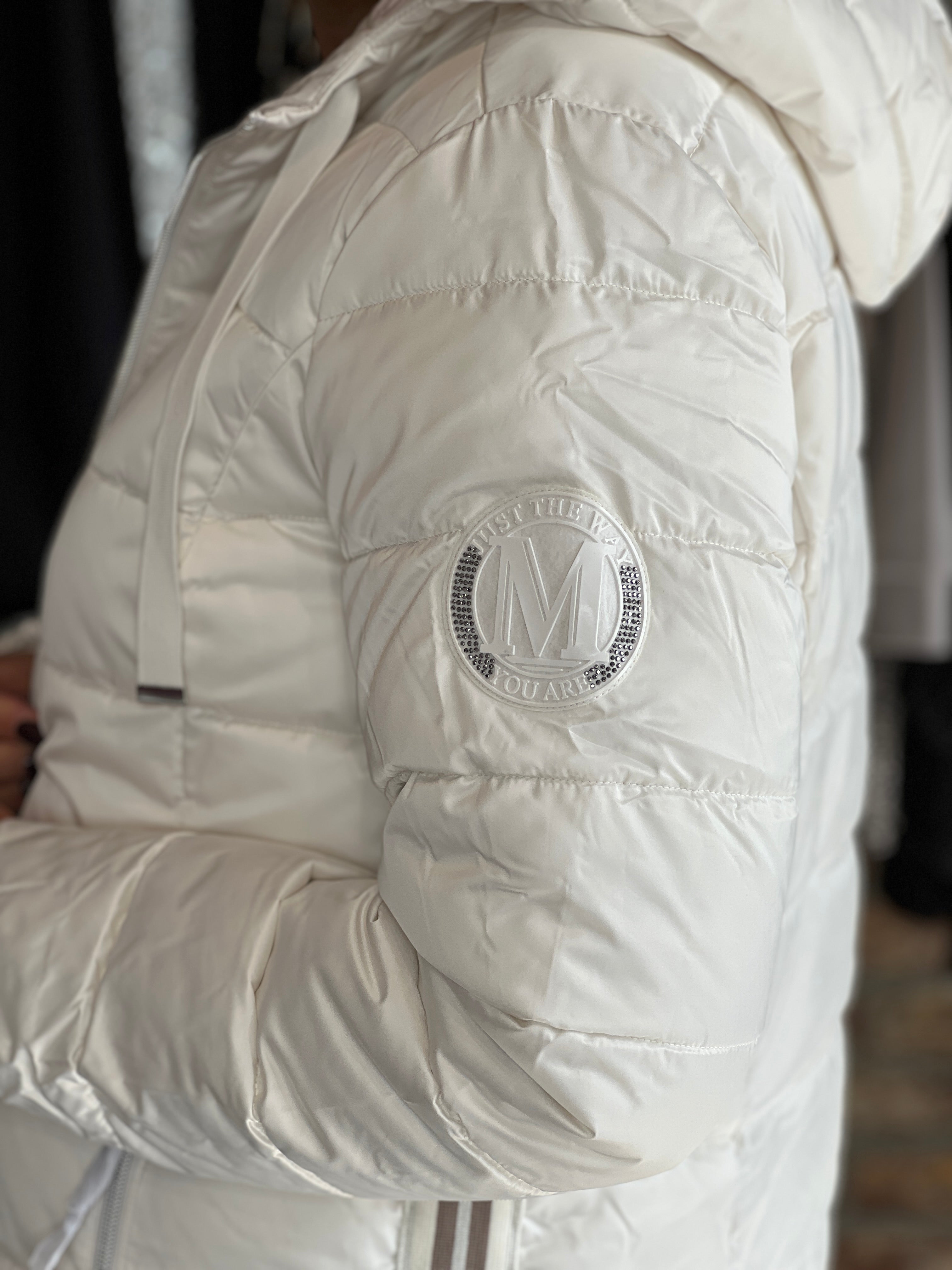 Monari Quilted Coat With Stripes In Cashmere