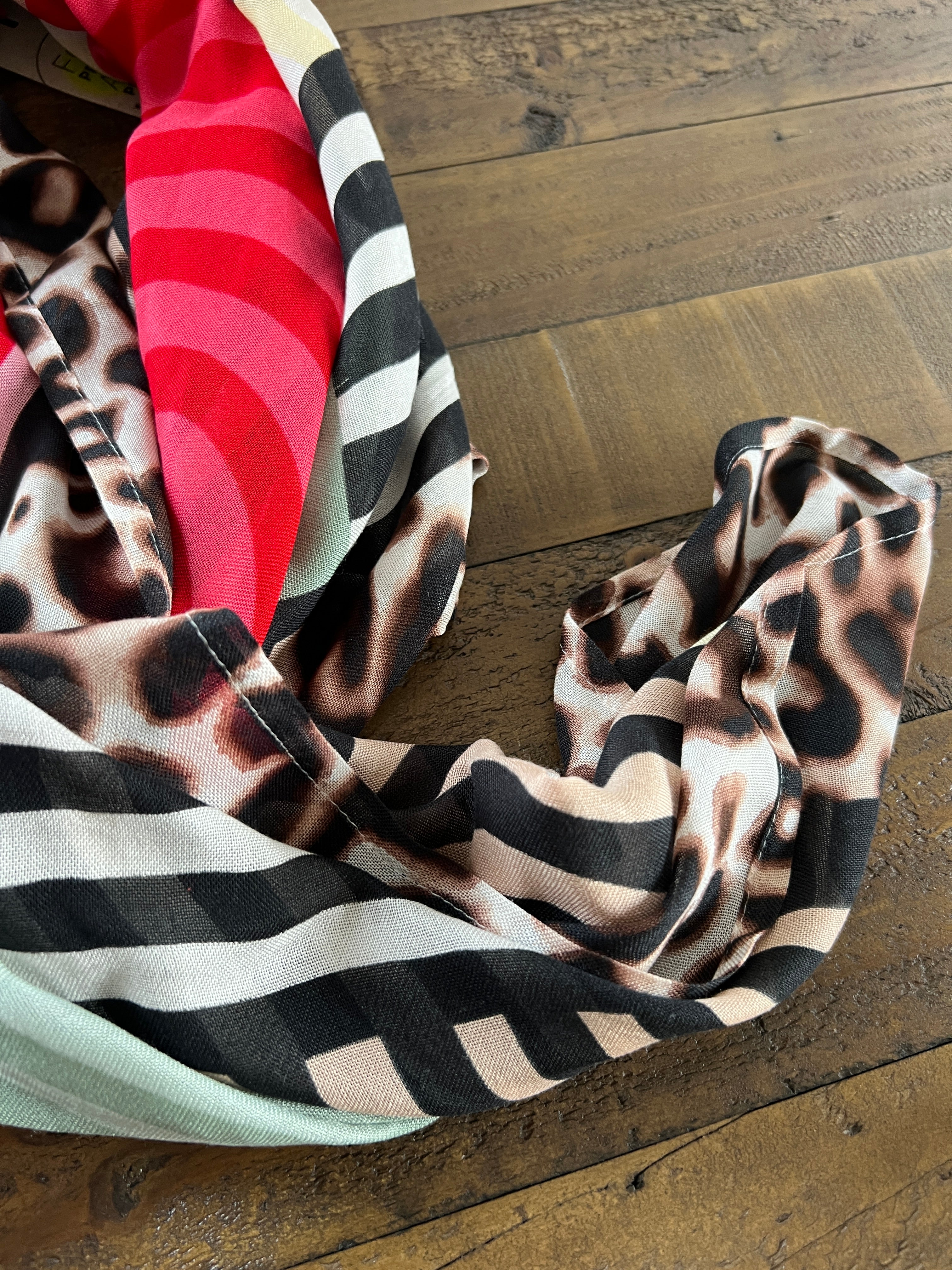 Street One leopard Square Scarf In Red Multi