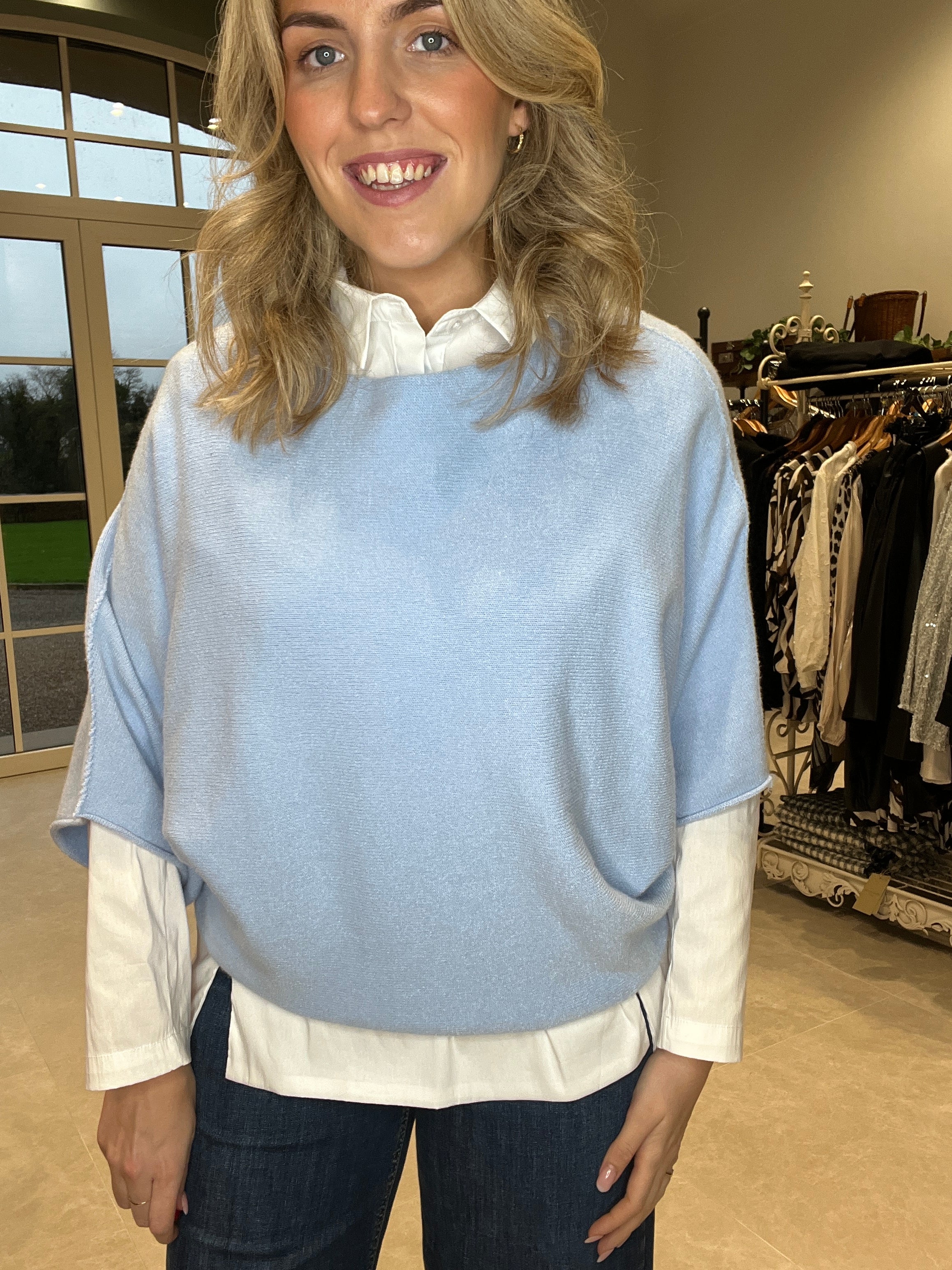 Deck By Decollage Layering Knit In Baby Blue