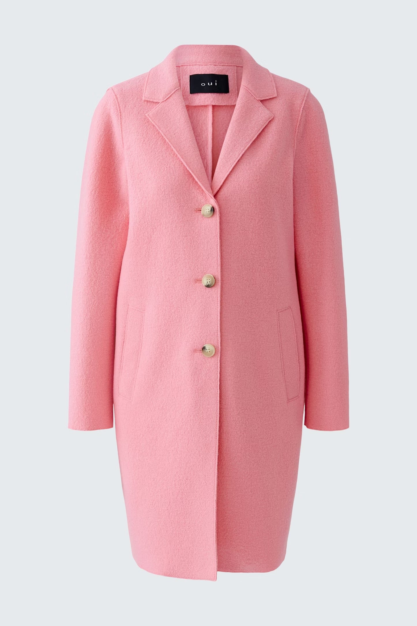 Oui Mayson Boiled Wool Coat In Aurora Pink