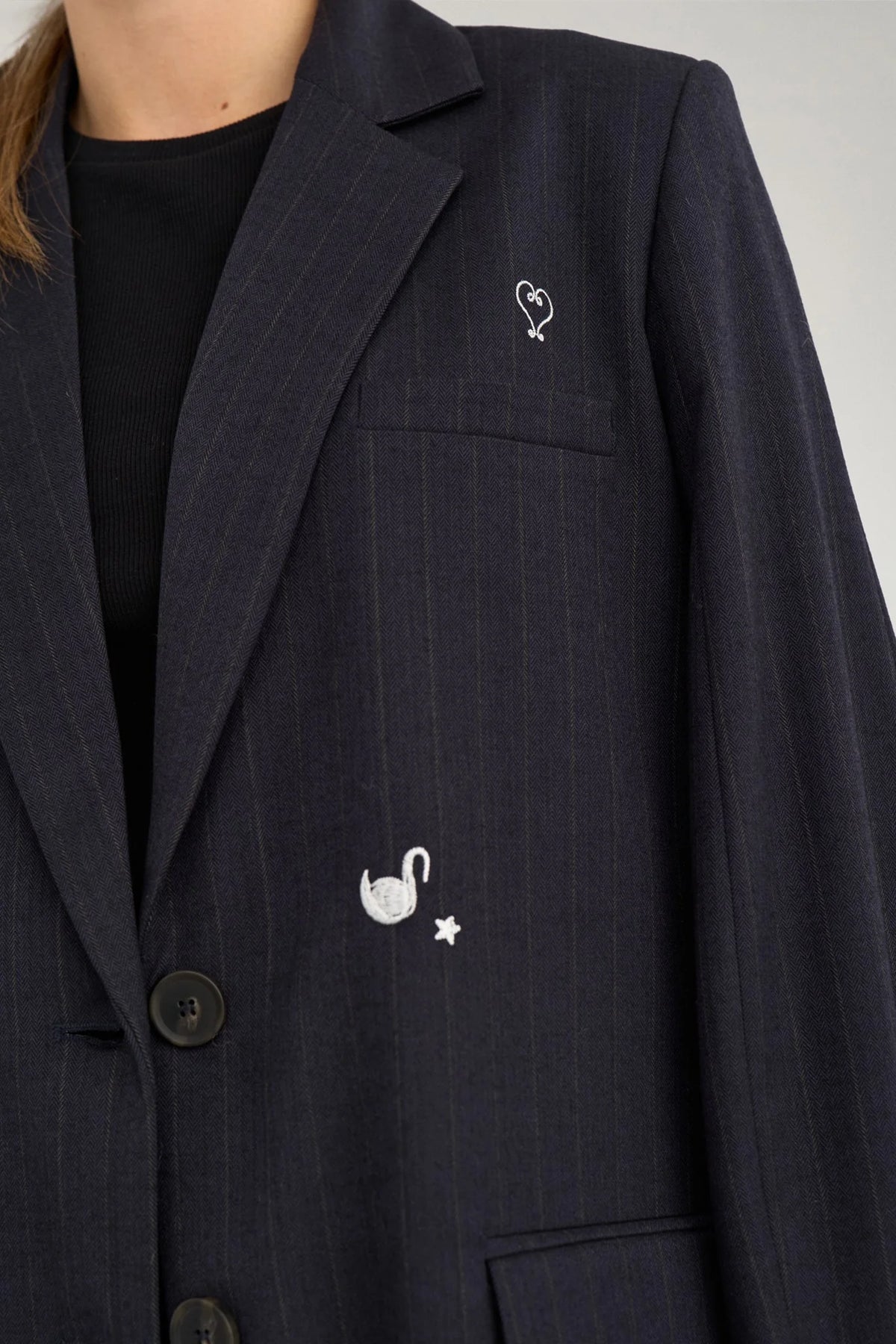 Nulouise oversized embroidery blazer in salute