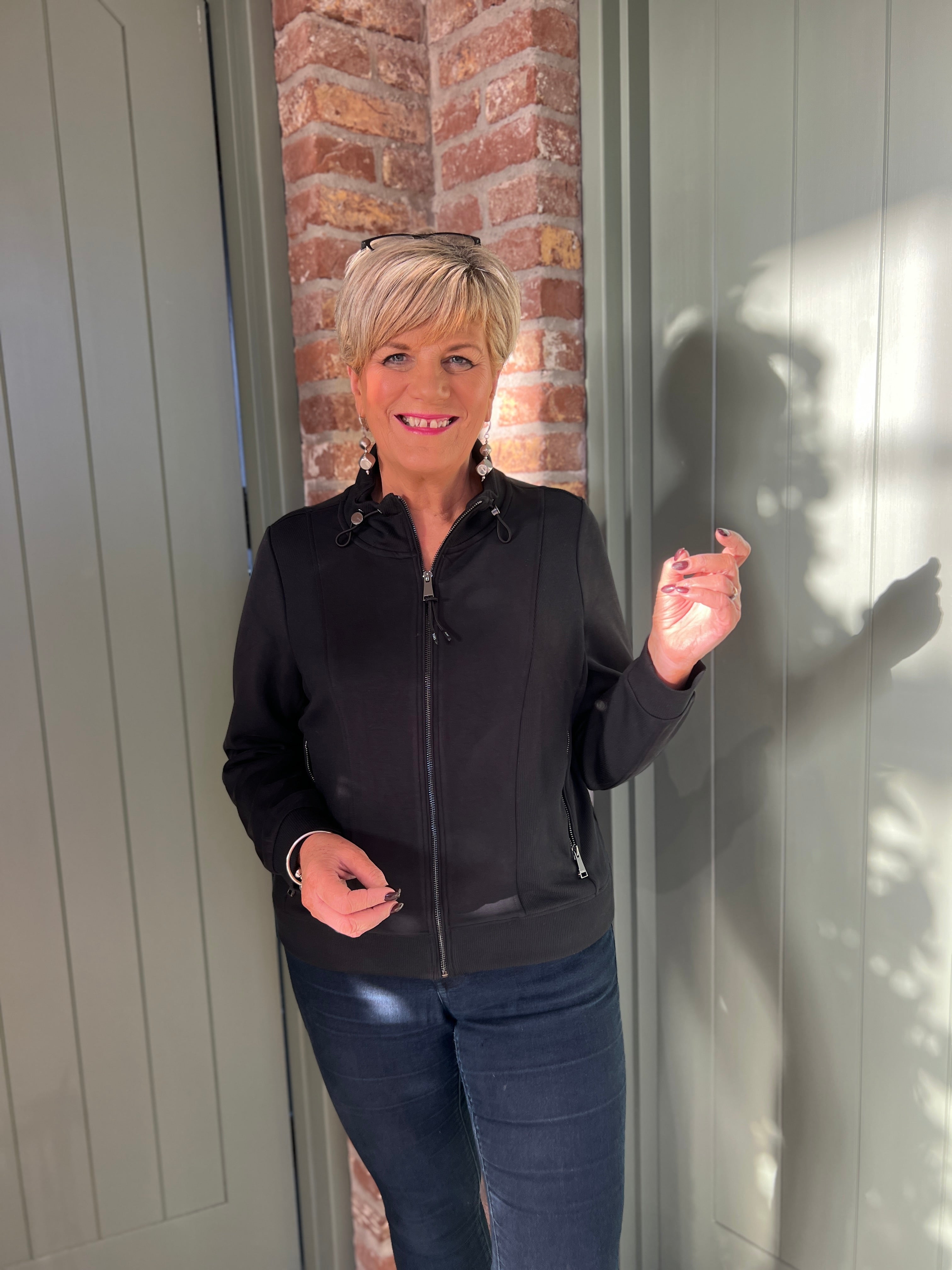 Cecil Sportive Sweat Jacket In Black