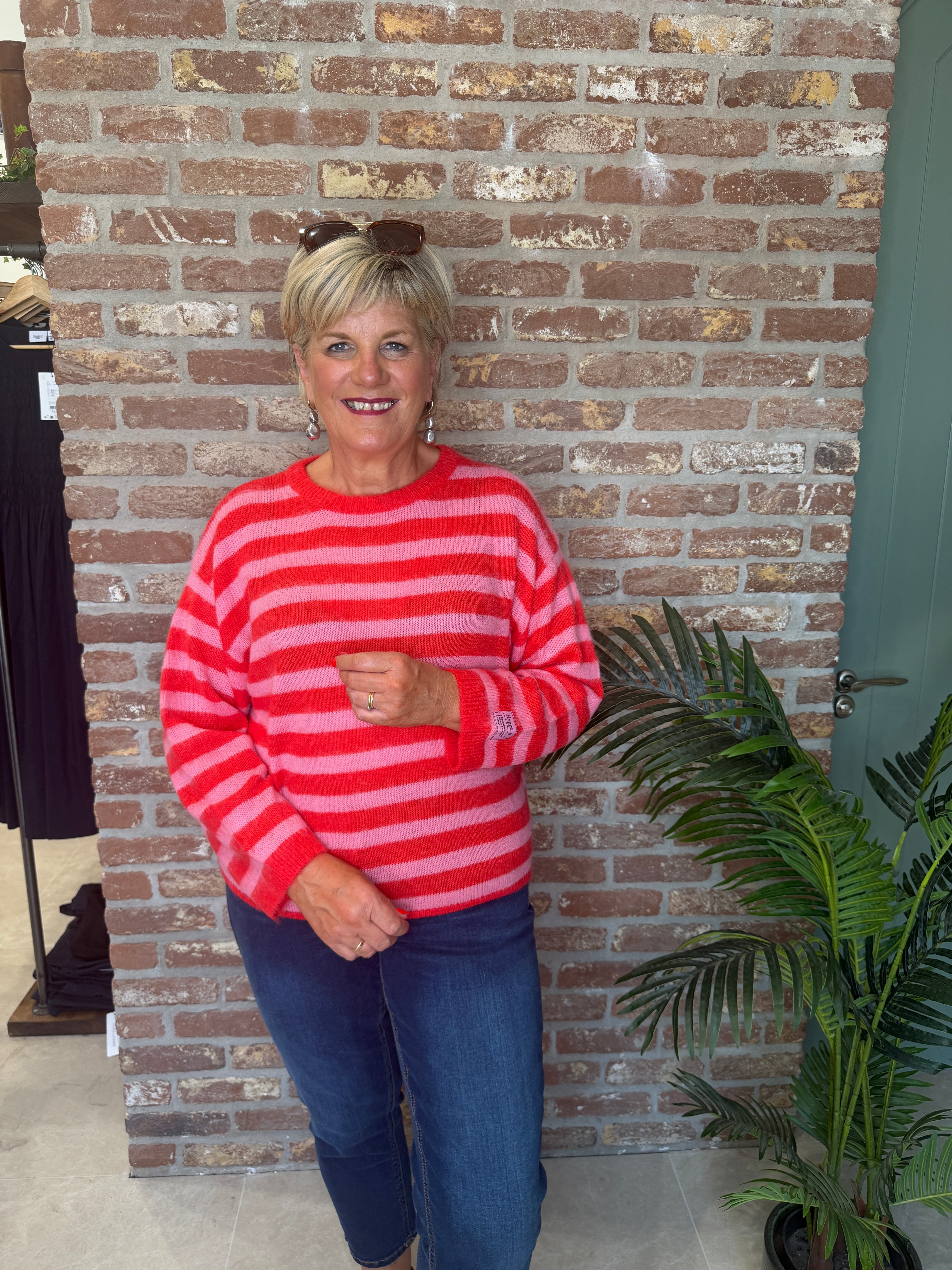 Ichi Ihblush striped Pullover In Pink Multi