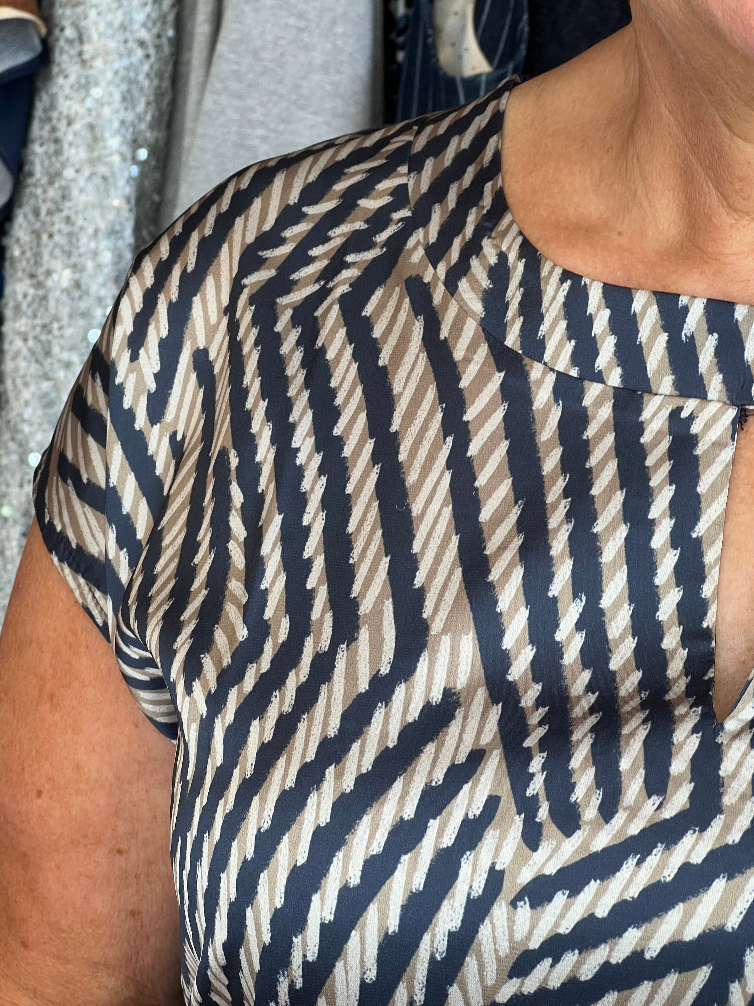 More & More Patch Strokes Blouse In Navy