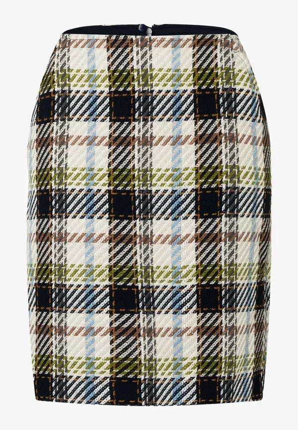 More & More Checked Skirt In Navy Multi