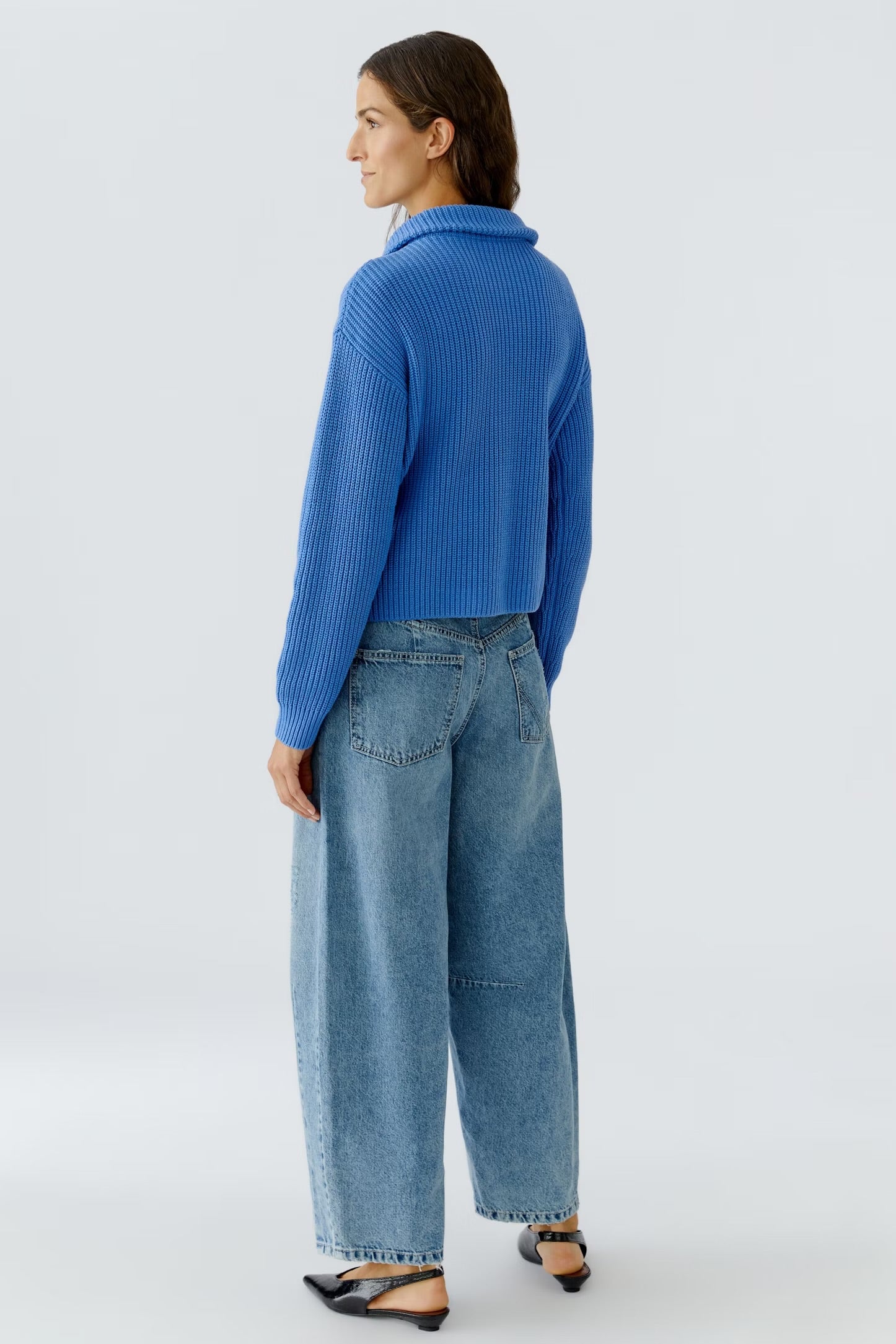Oui 3/4 Zipped Pullover In Blue