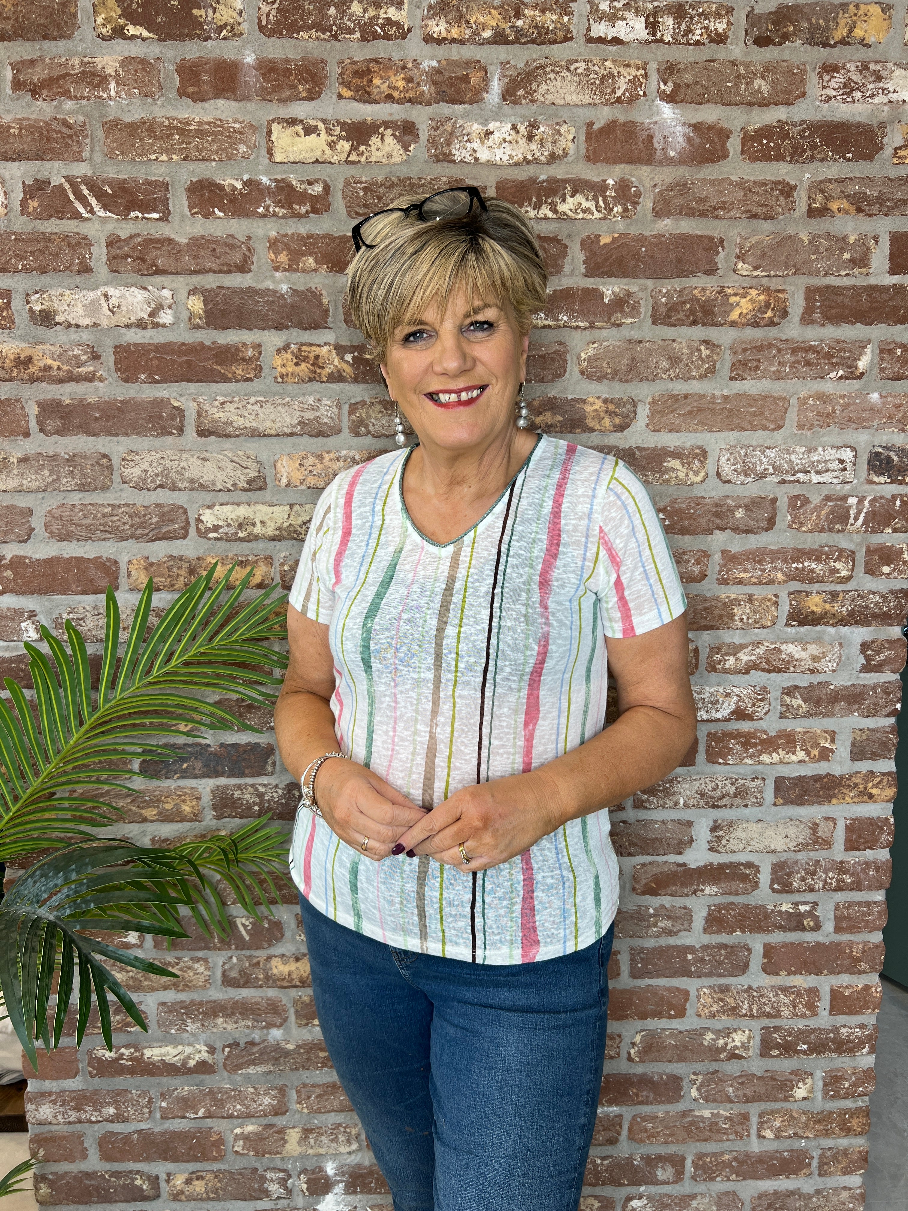 Soya Concept Aretha Striped T-Shirt In Pink Multi