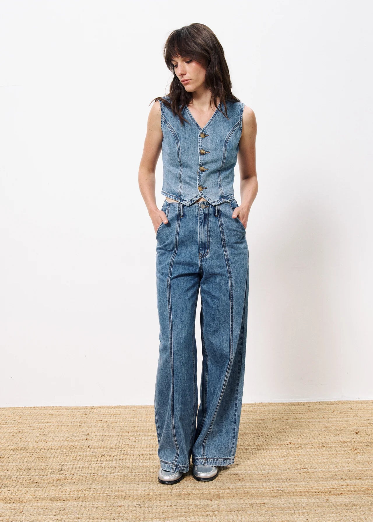 FRNCH Carima Waistcoat In Denim