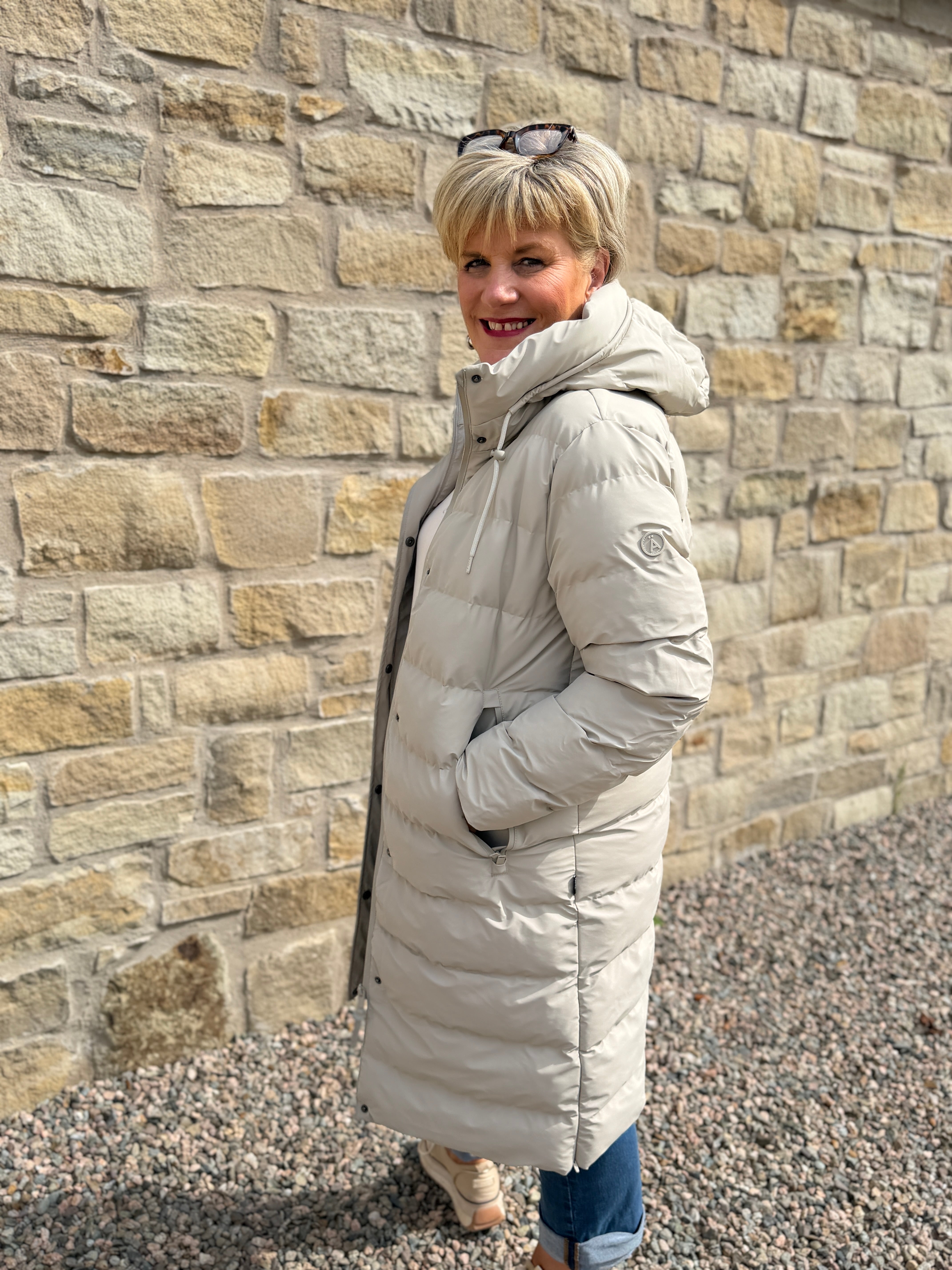 Glaze Puffa raincoat in Stone Grey