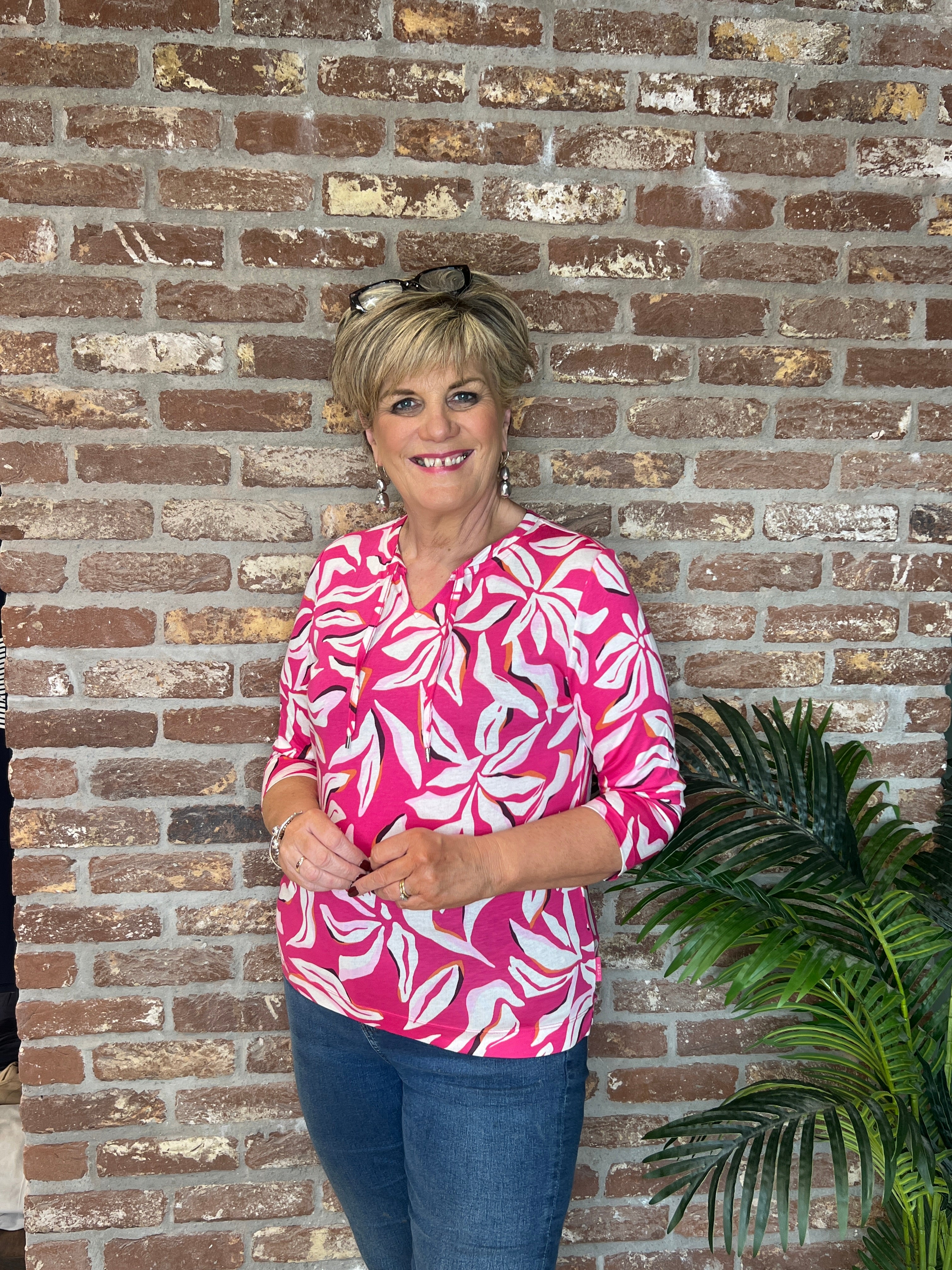 Cecil Multi Top With Tie In beetroot pink