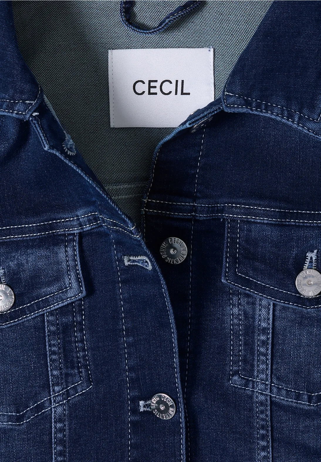 Cecil Denim Jacket In Mid Blue Wash