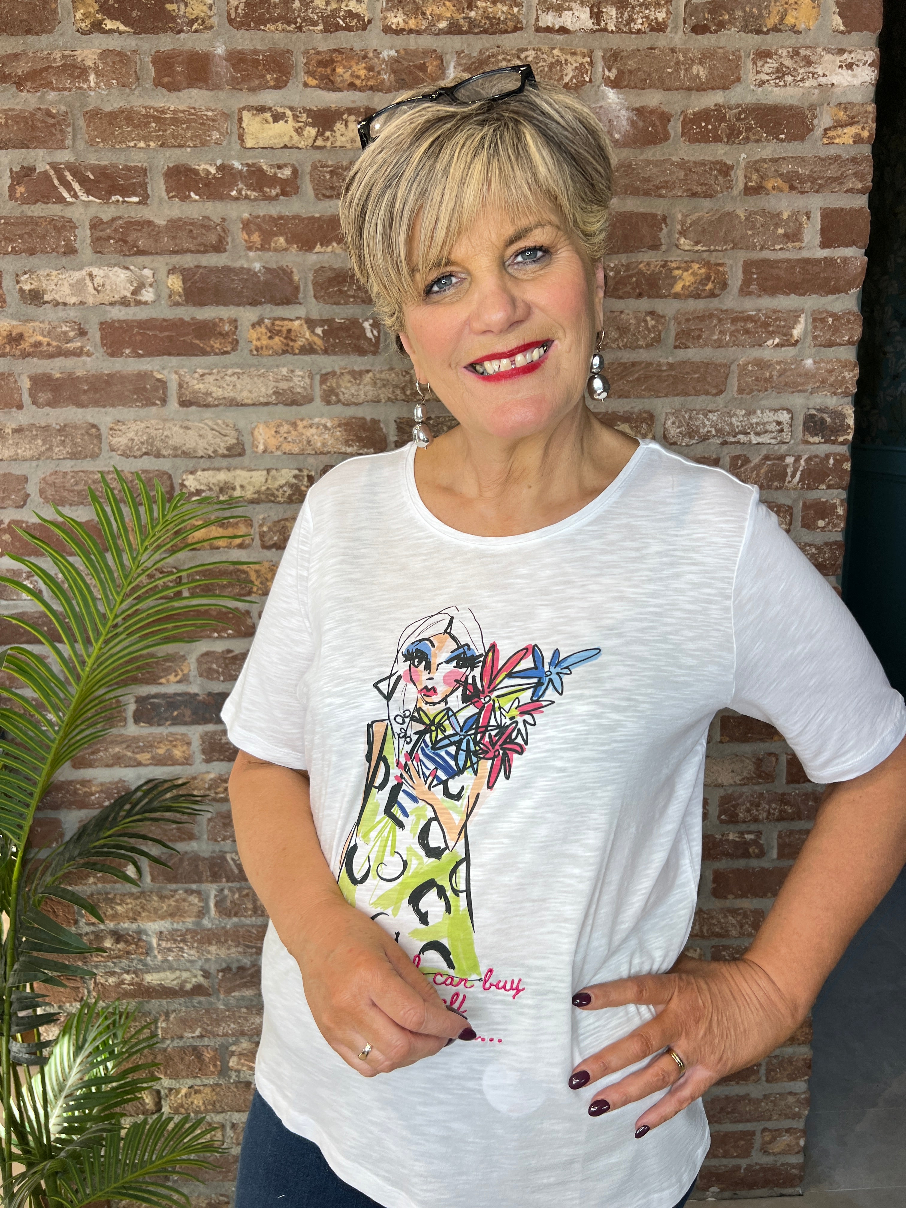 Milano Italy Lady Print T-shirt In Off White