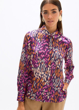 Animal print shirt in purple multi