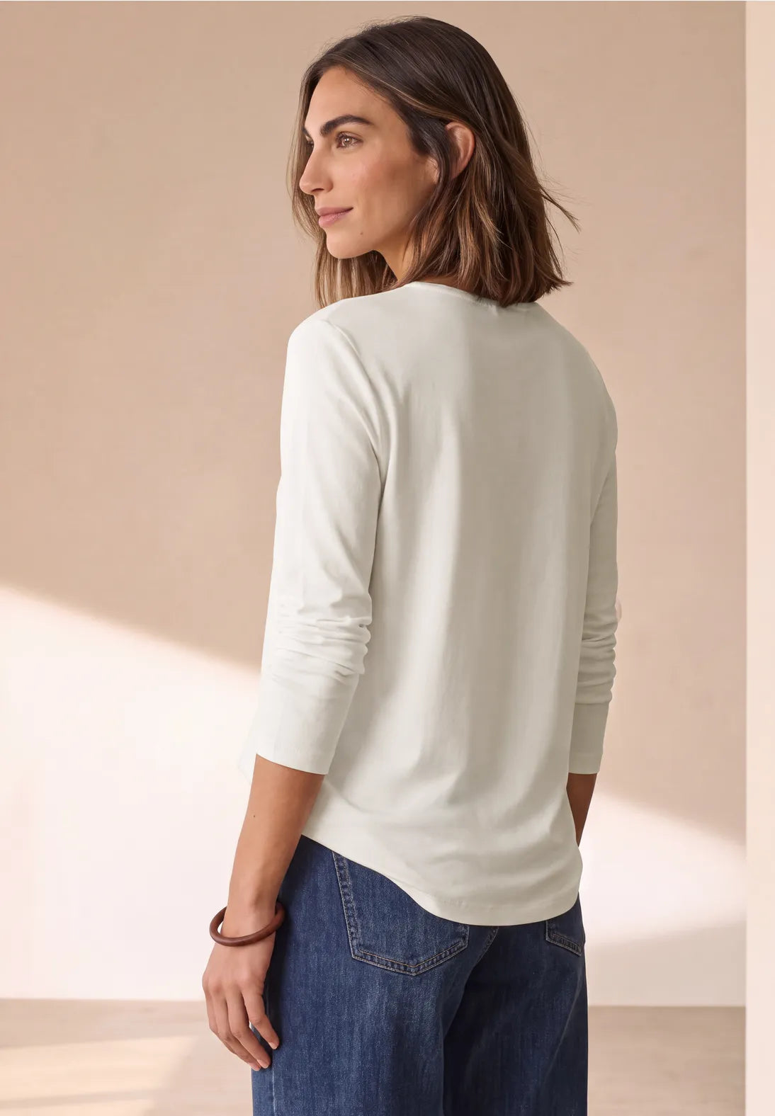 Heart long sleeve top in off white