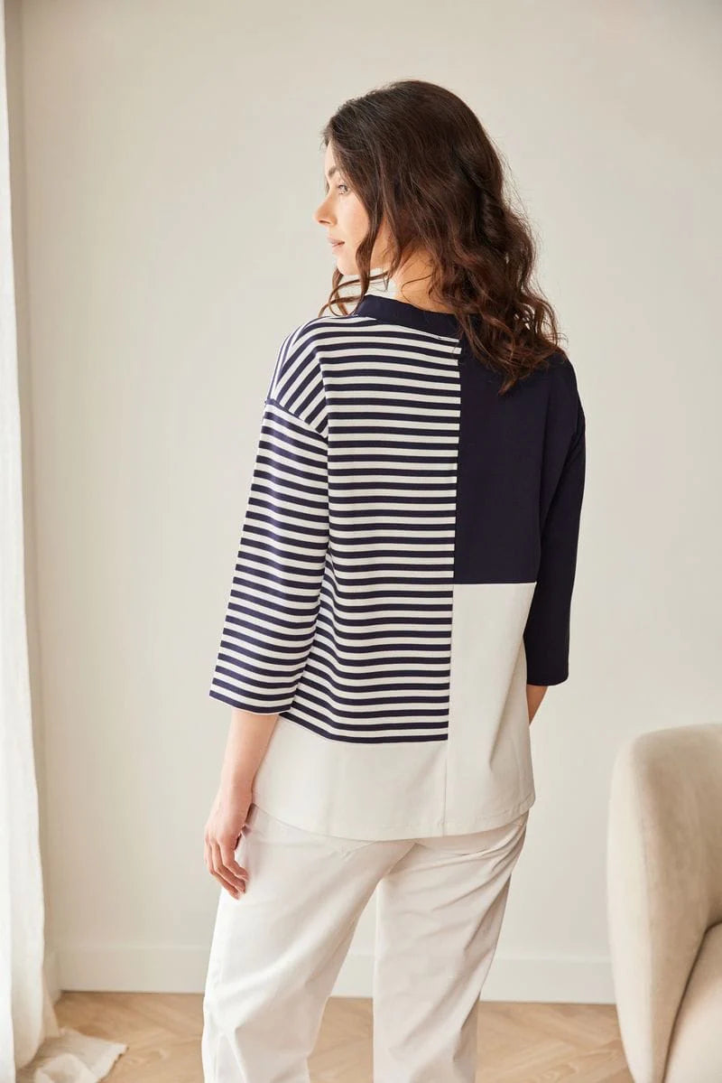 Peruzzi Stripe Block Top in Navy