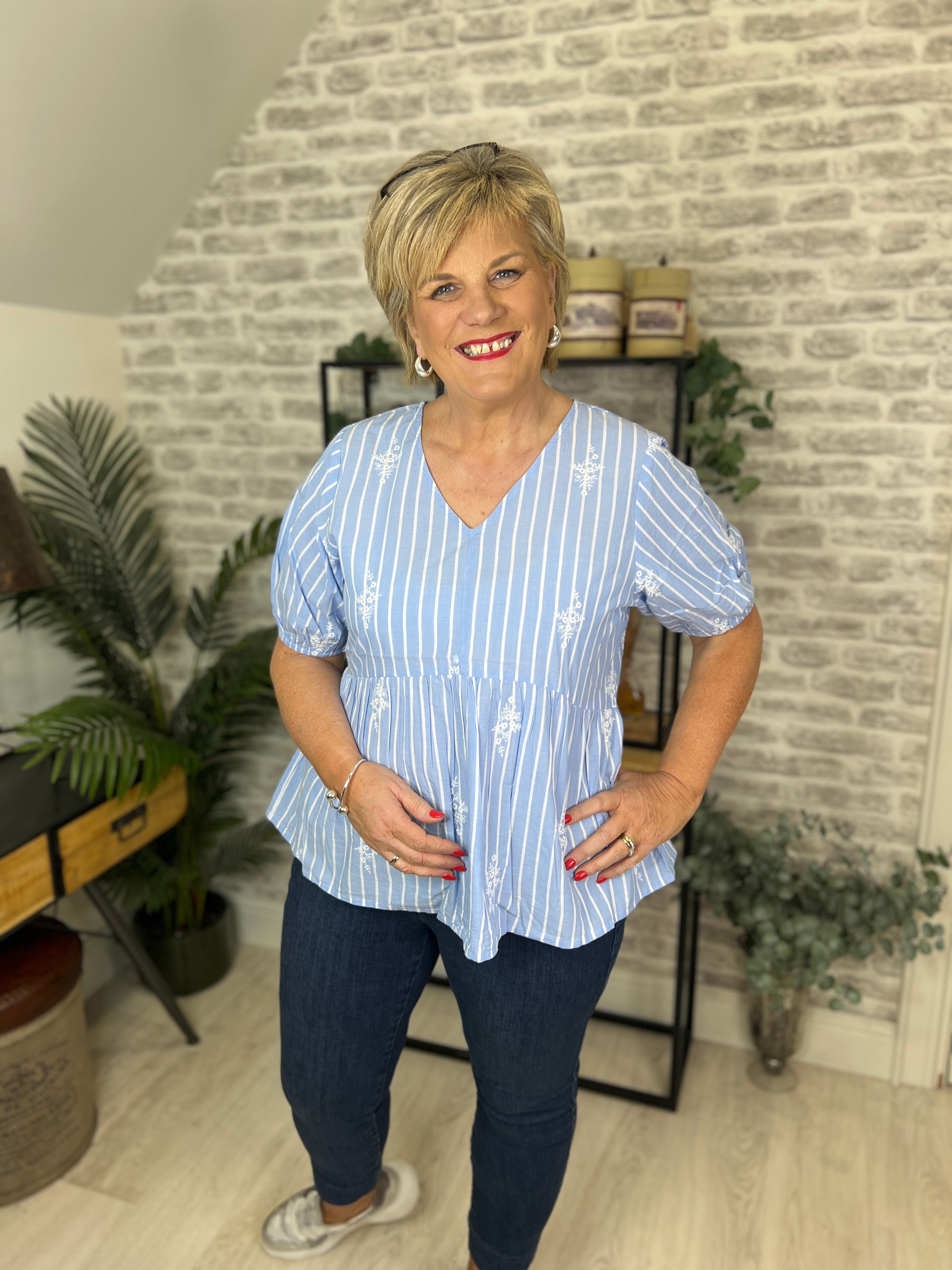 Culture Cubaloo Blouse In Blue Stripe
