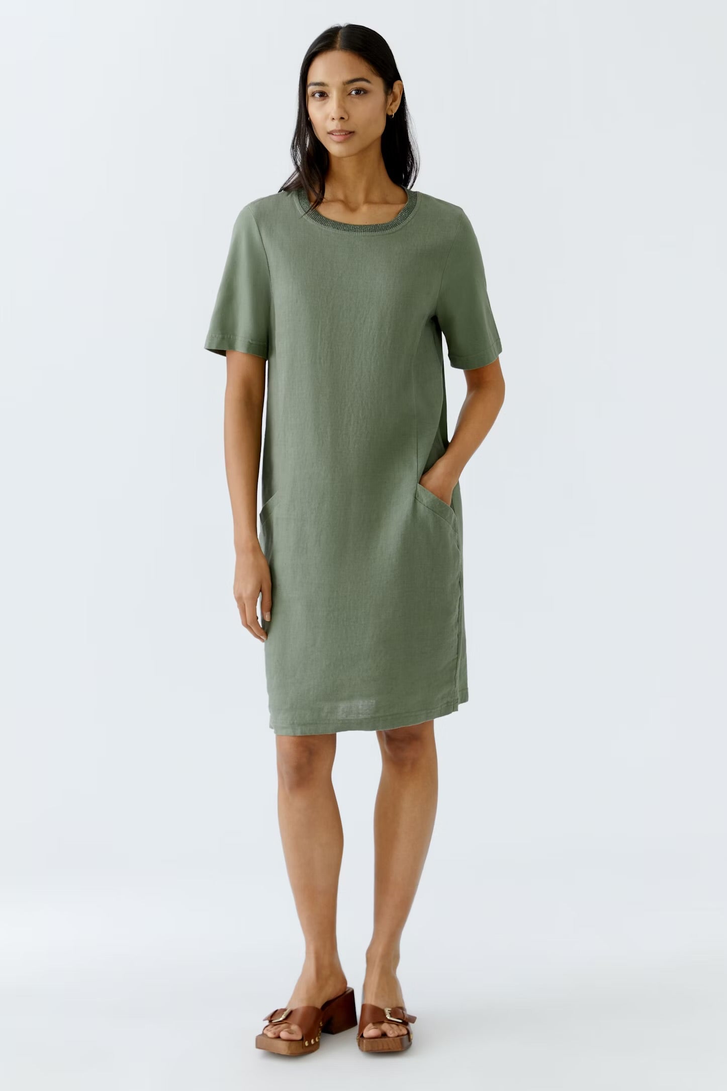 Oui Kleid Dress In Shaded Moss