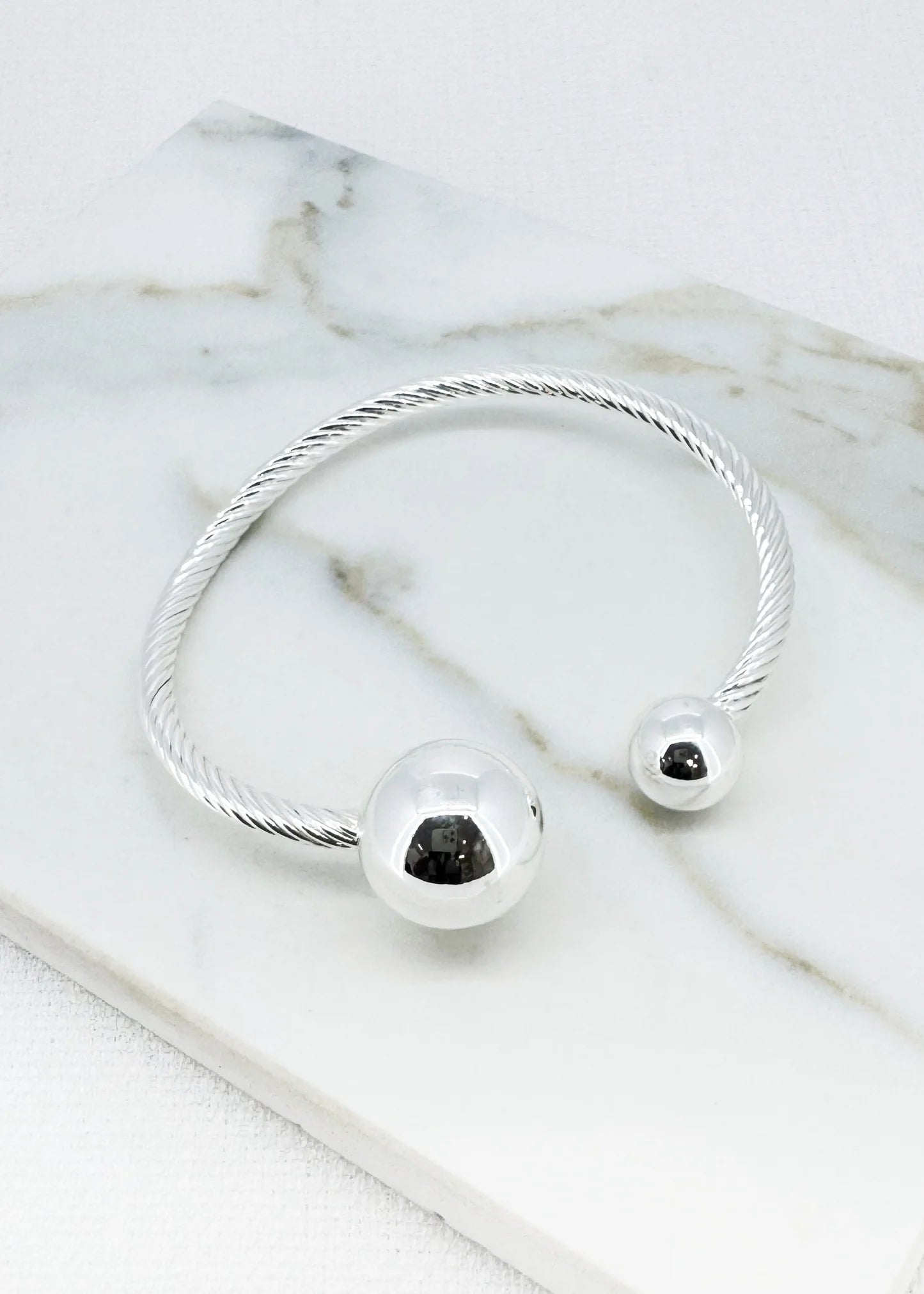 Envy Double Ball Bangle in silver