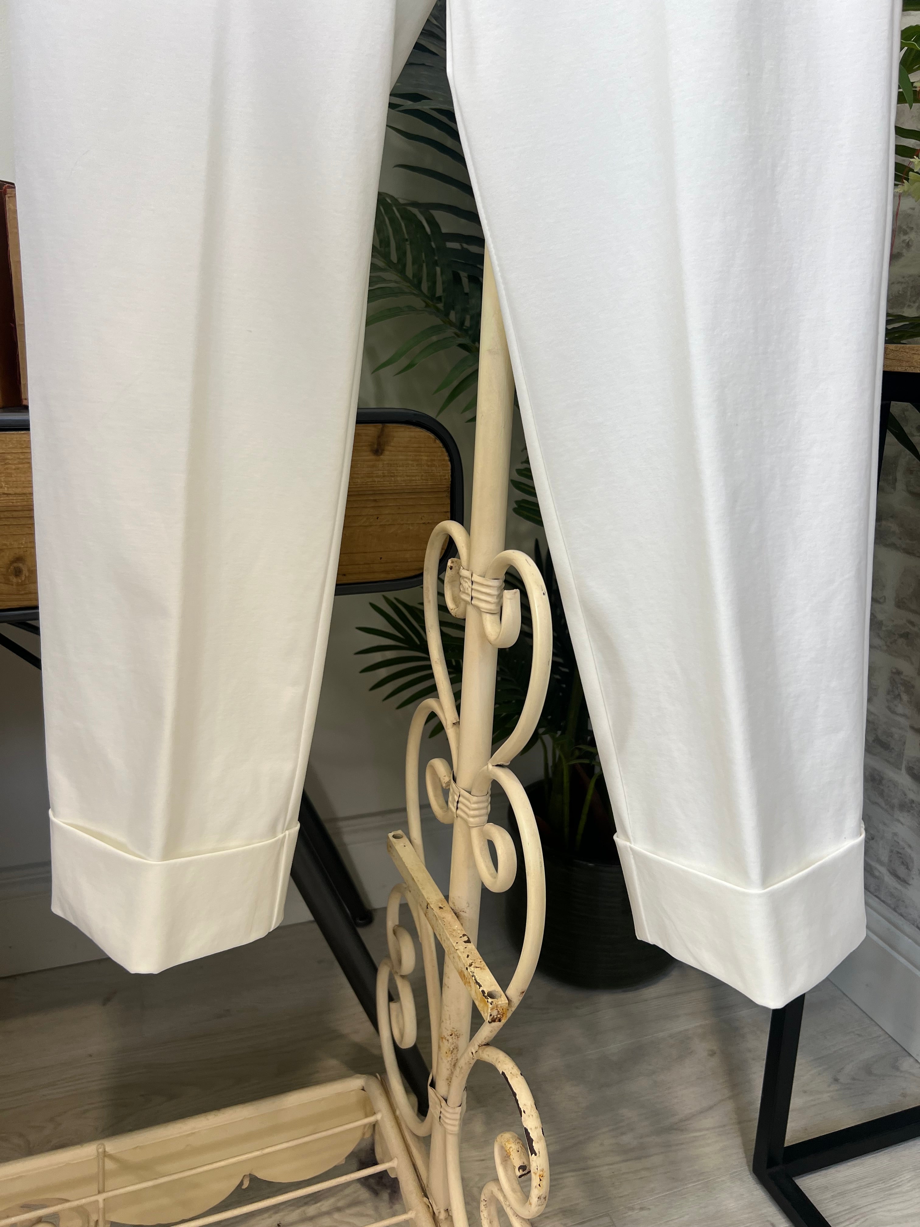 Peruzzi Cotton Turn Up Trousers In Ecru