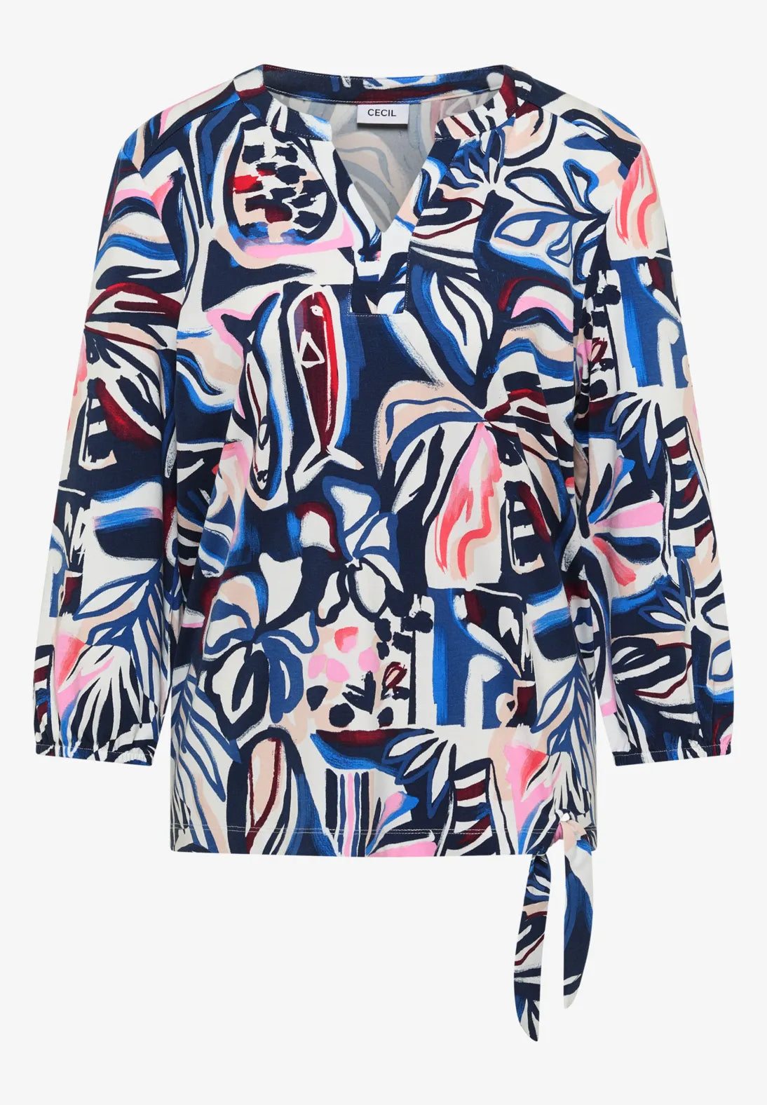 Cecil Multi Top With Tie In Universal Blue