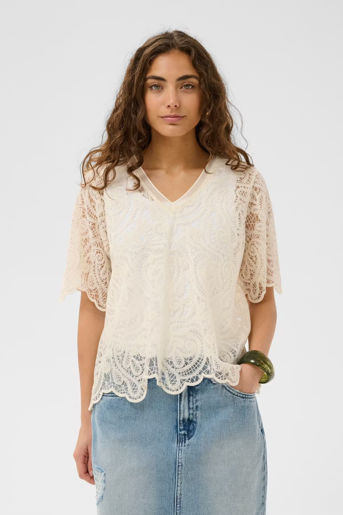 Culture Lace Blouse In Spring Gardenia