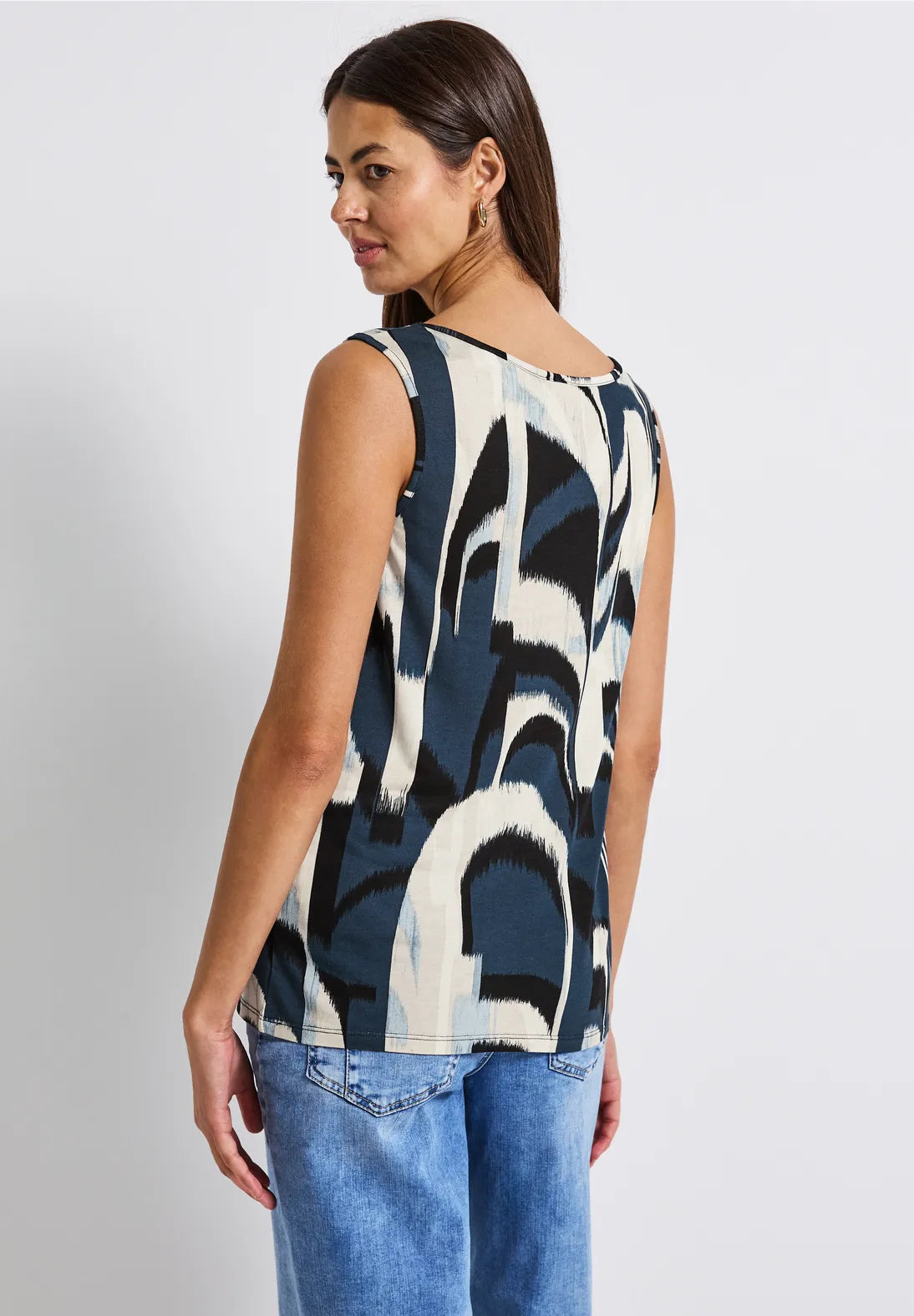Street One Jersey Top With Knot In Tide Blue