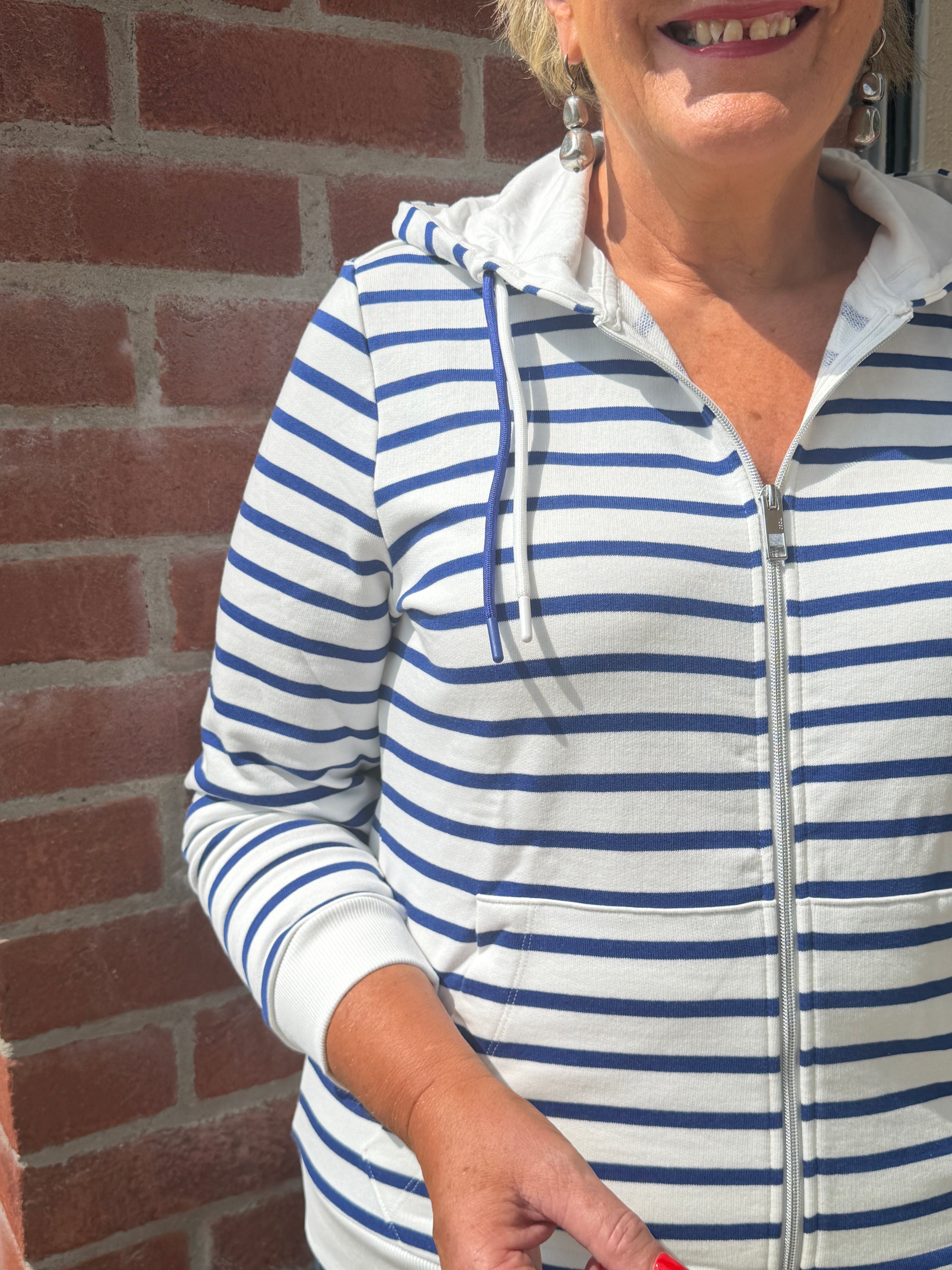 Cecil Structured Striped Jacket In blue & white