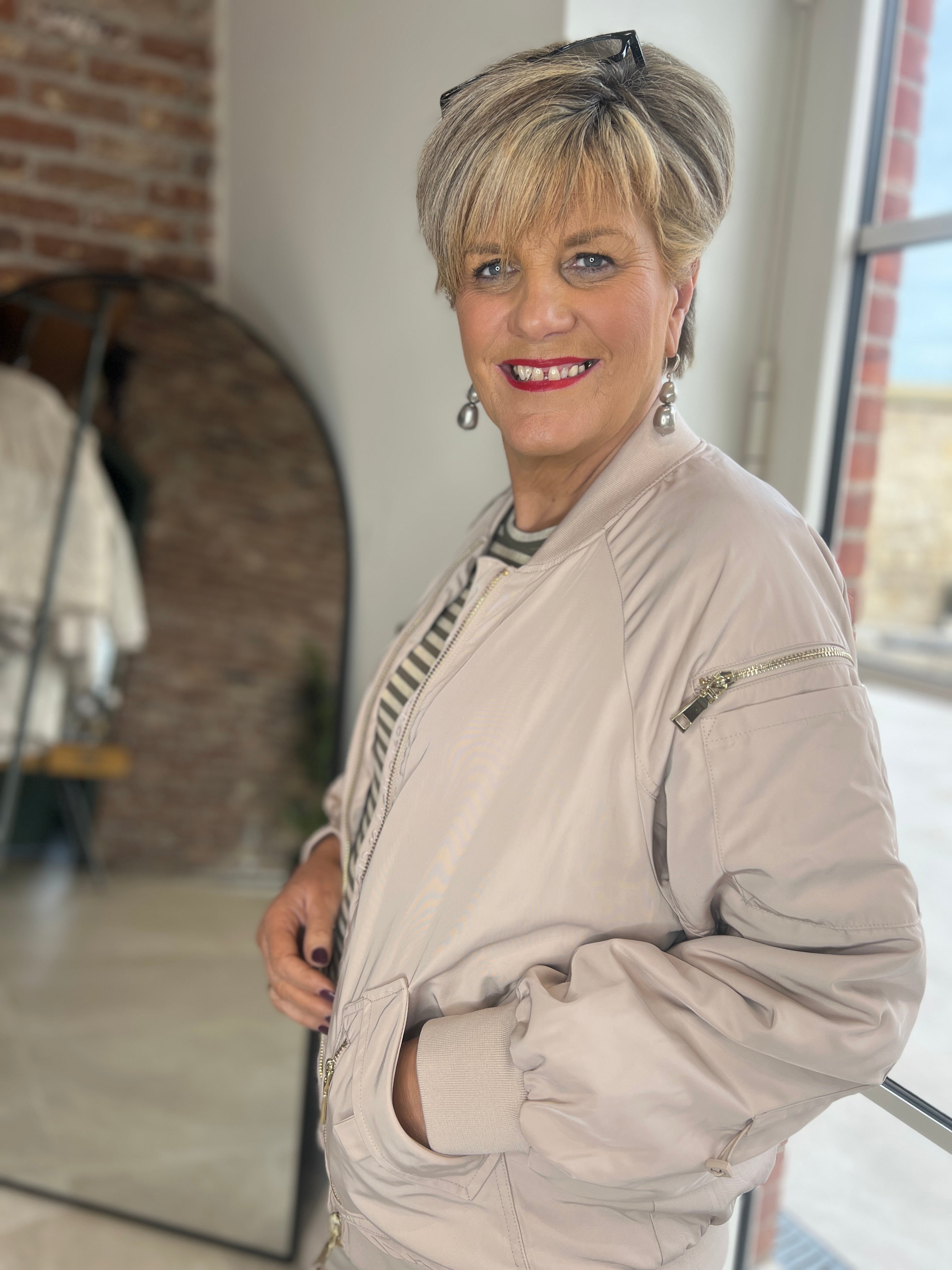 Nümph Nuallie Bomber Jacket In Mushroom