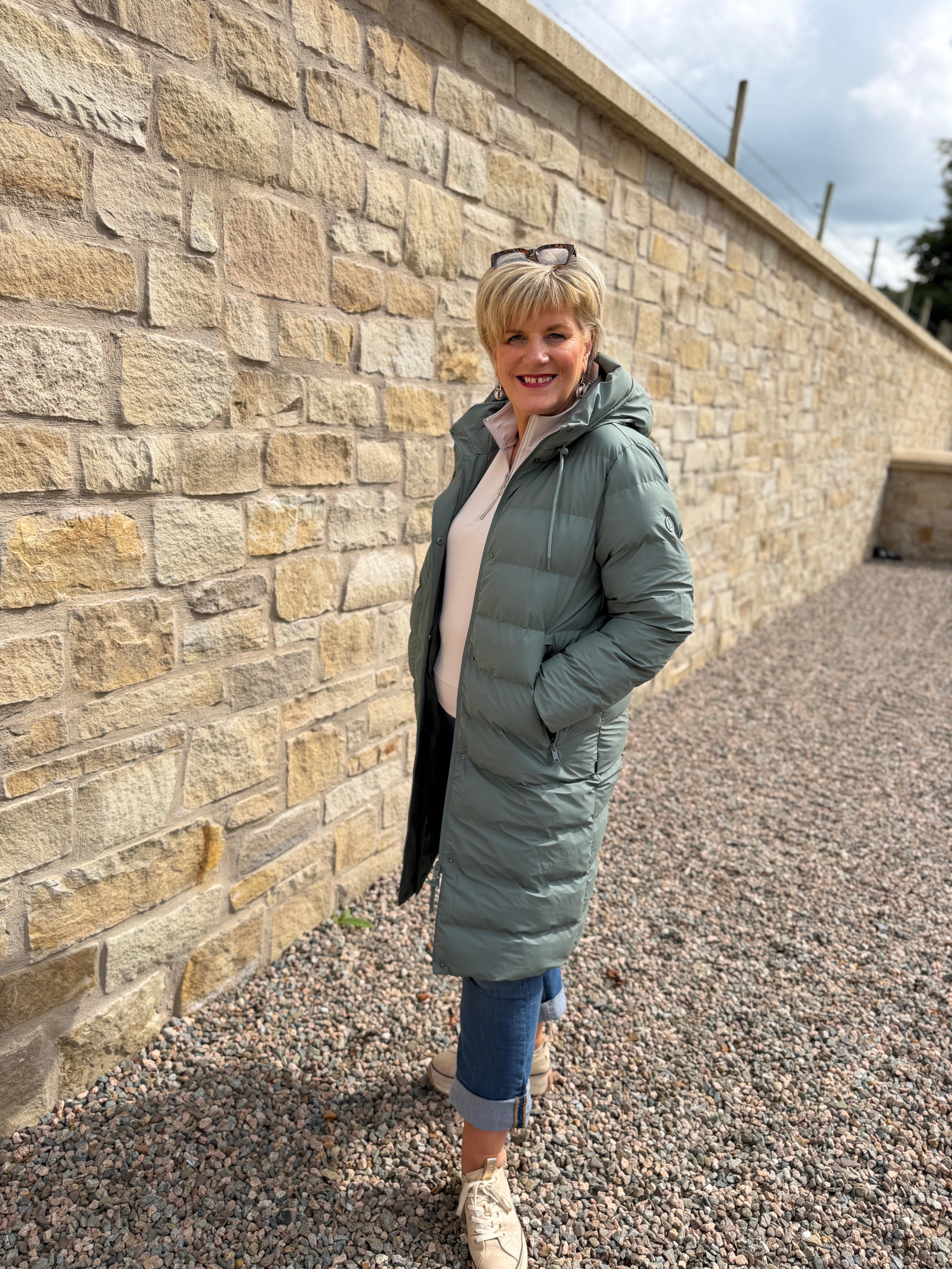 Glaze Puffa raincoat in Balasm Green