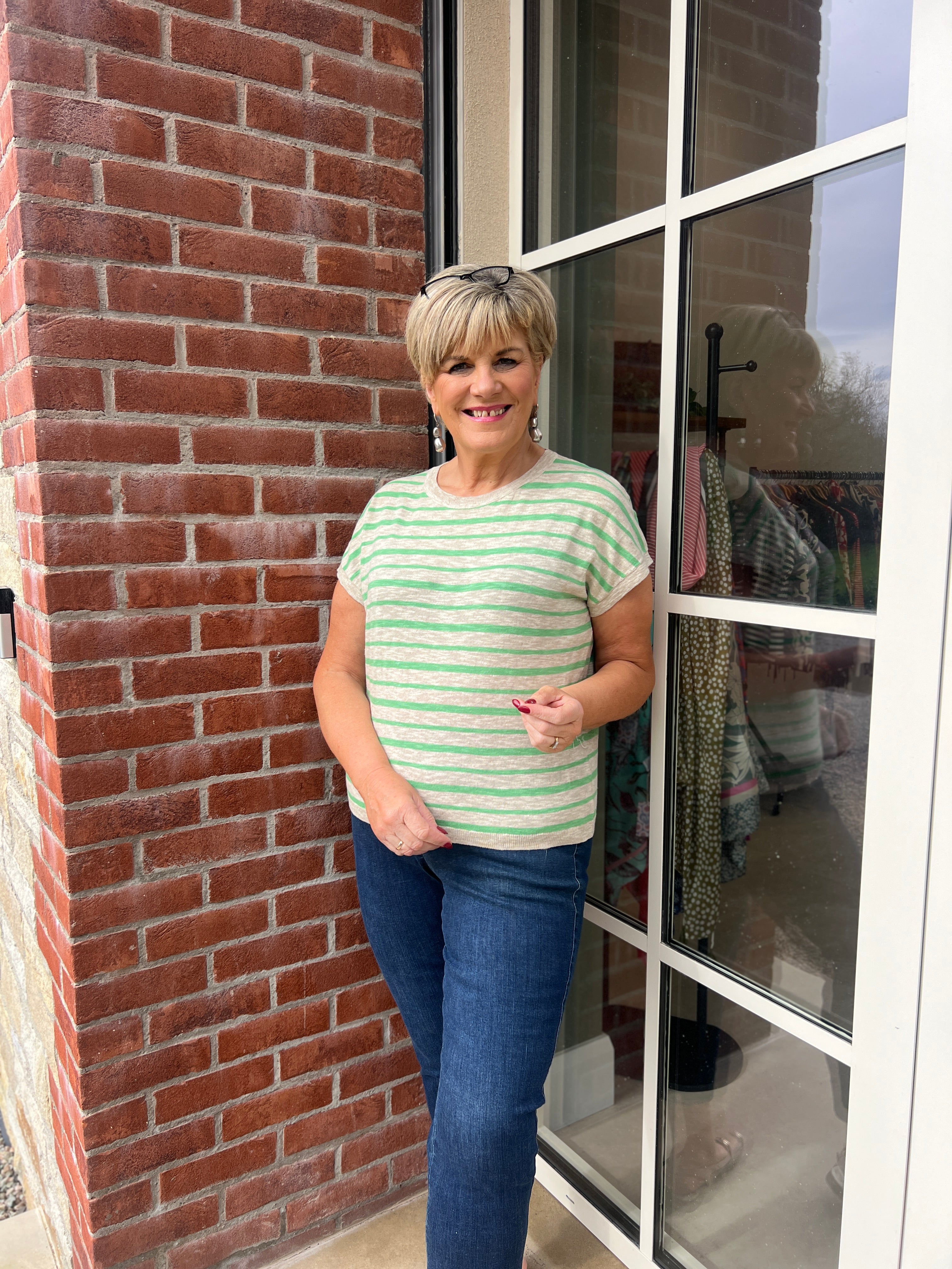 Nümph Striped Pullover in green