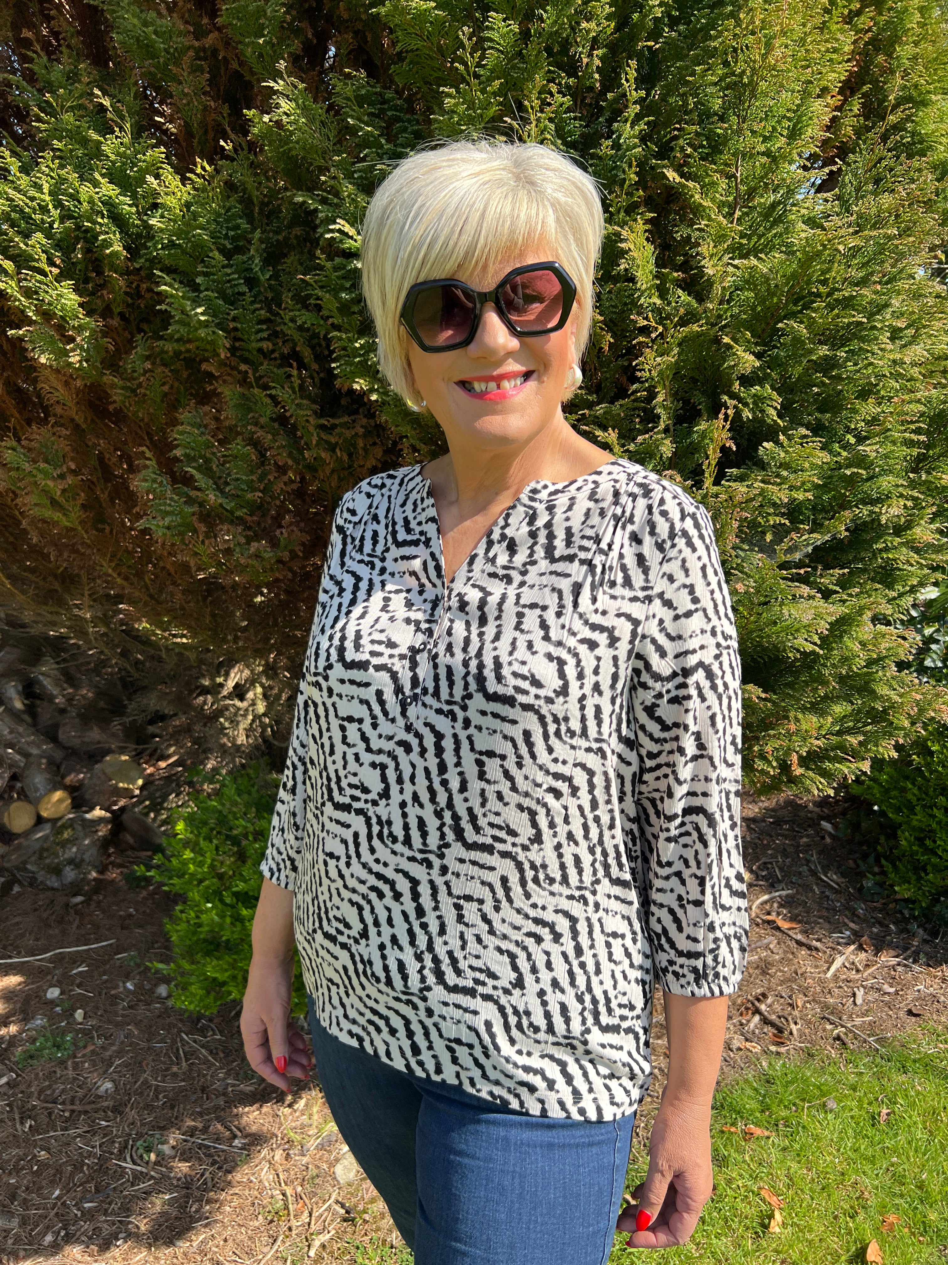Street One Patterned Blouse In Moonstone