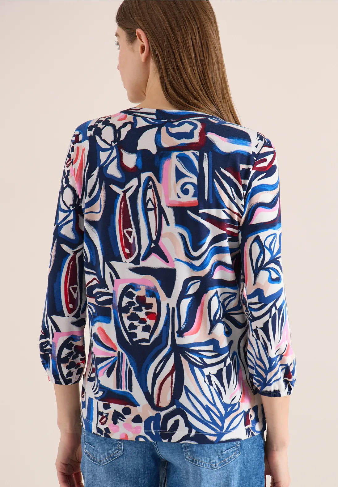 Cecil Multi Top With Tie In Universal Blue