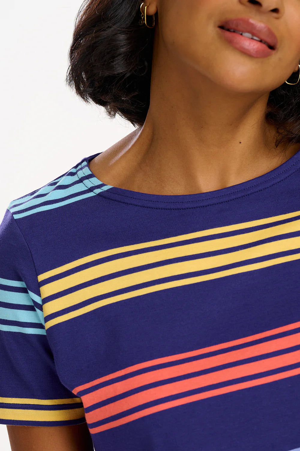 Sugarhill Brighton Cara Striped Top In Navy Multi