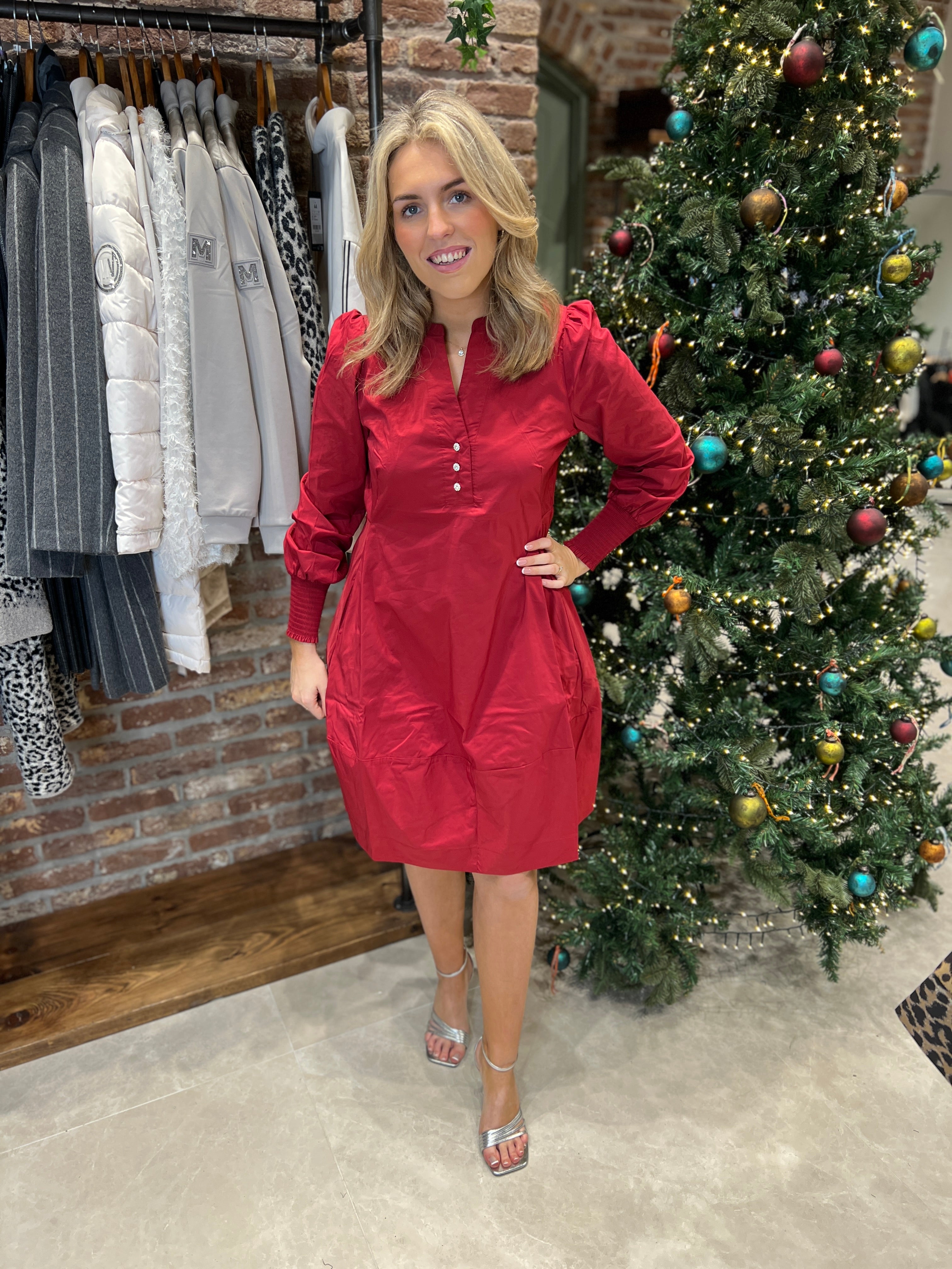 Culture Cuantoinett Rib Dress In Chill Pepper