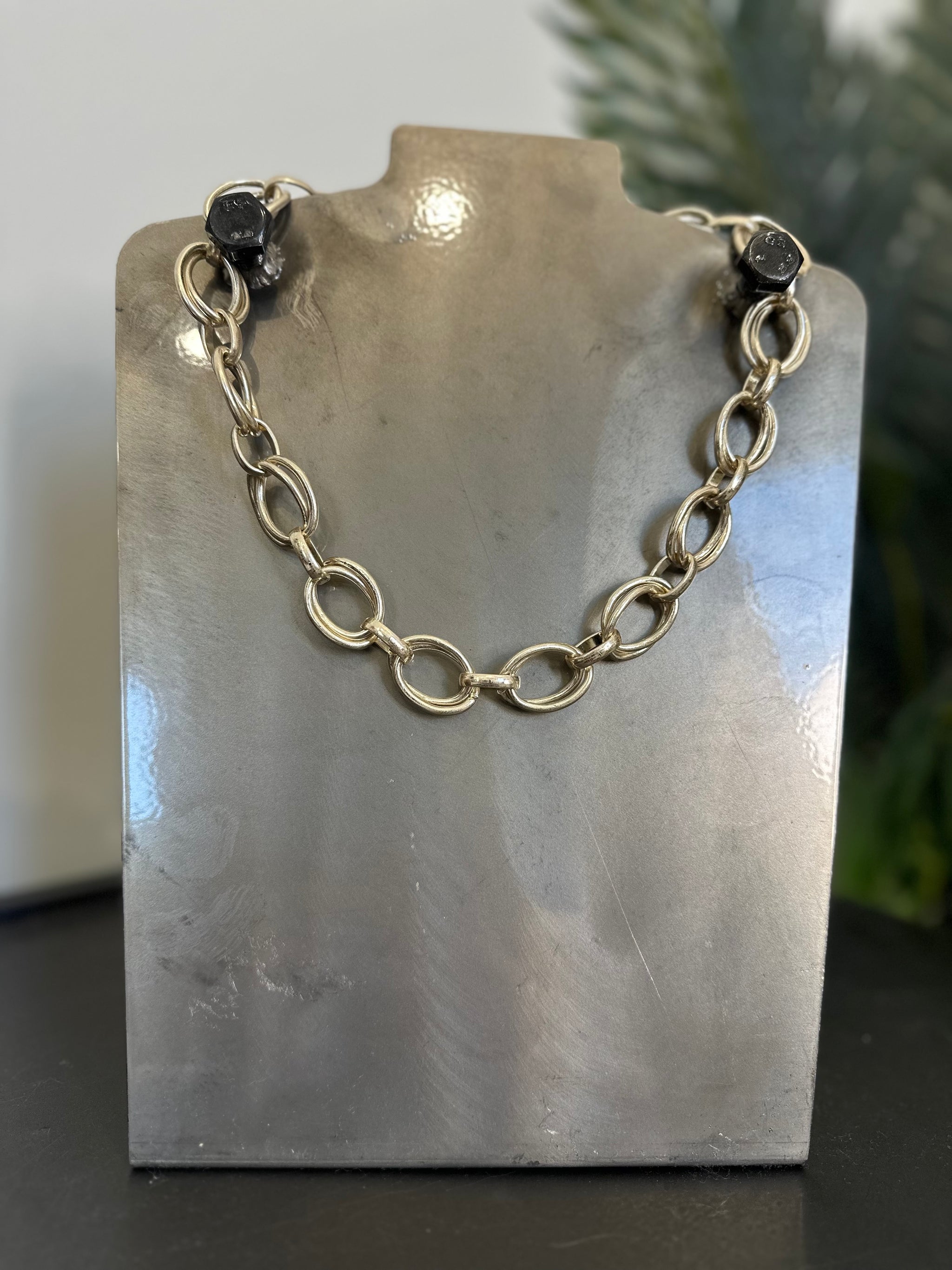 Eliza Gracious Long Beaded Leopard Necklace Taupe/Black