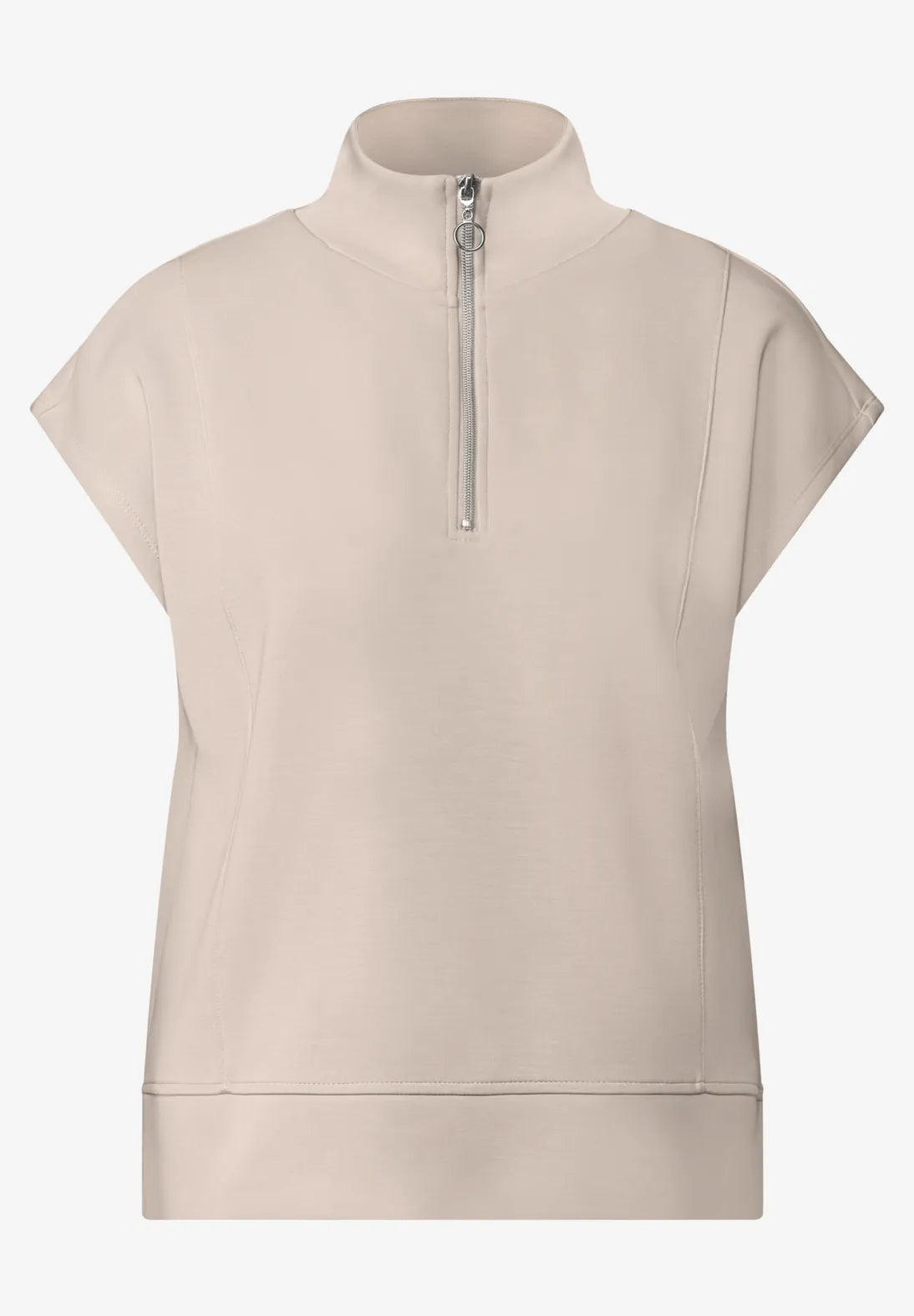 Silk look zipper vest in clay sand