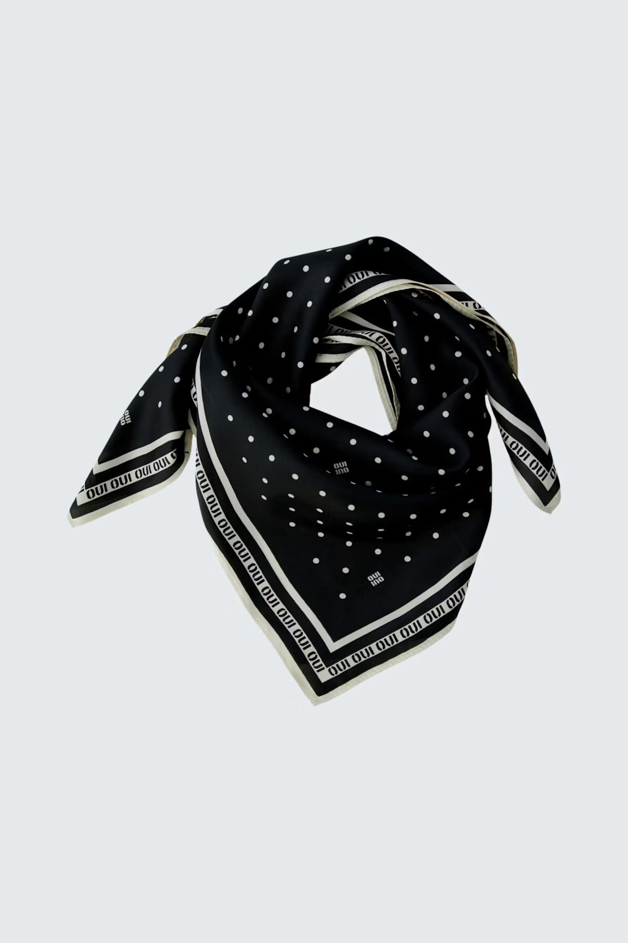Oui Patterned neck scarf in black & off white