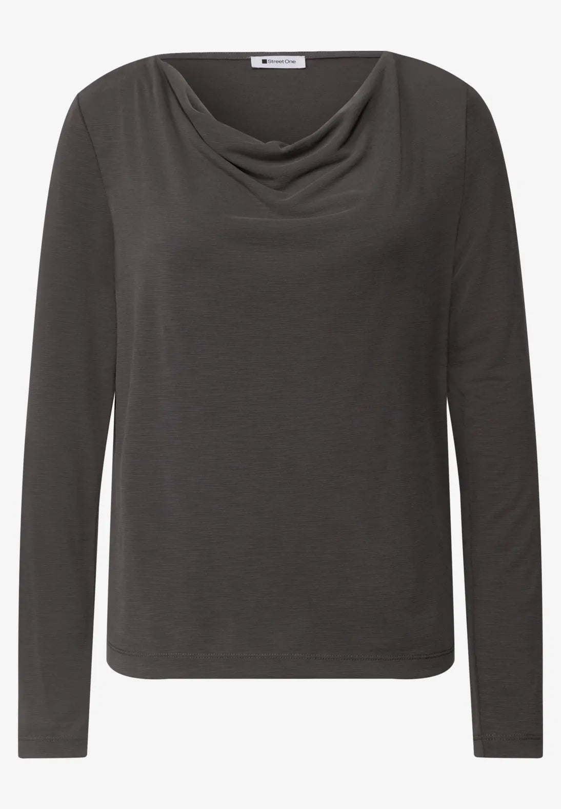 Silk waterfall top in black coffee