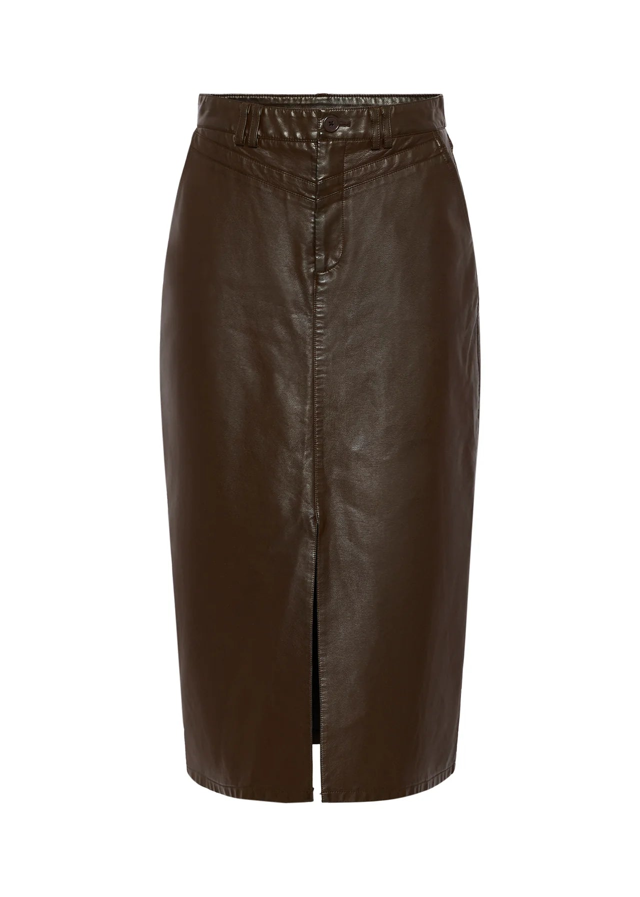 FRNCH Jupe Faux leather Skirt In Chocolate