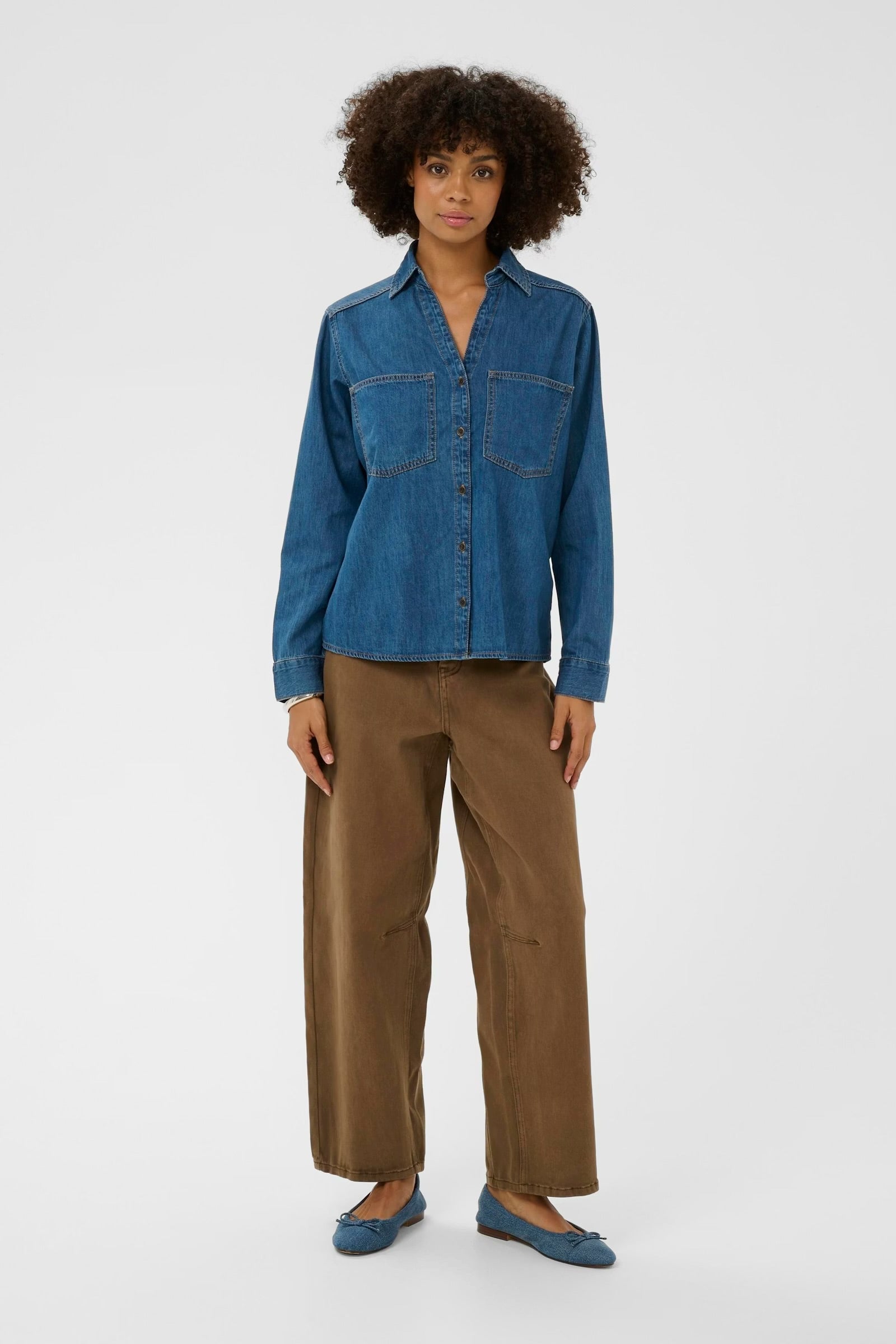Culture Denim Shirt In Dark Blue Wash