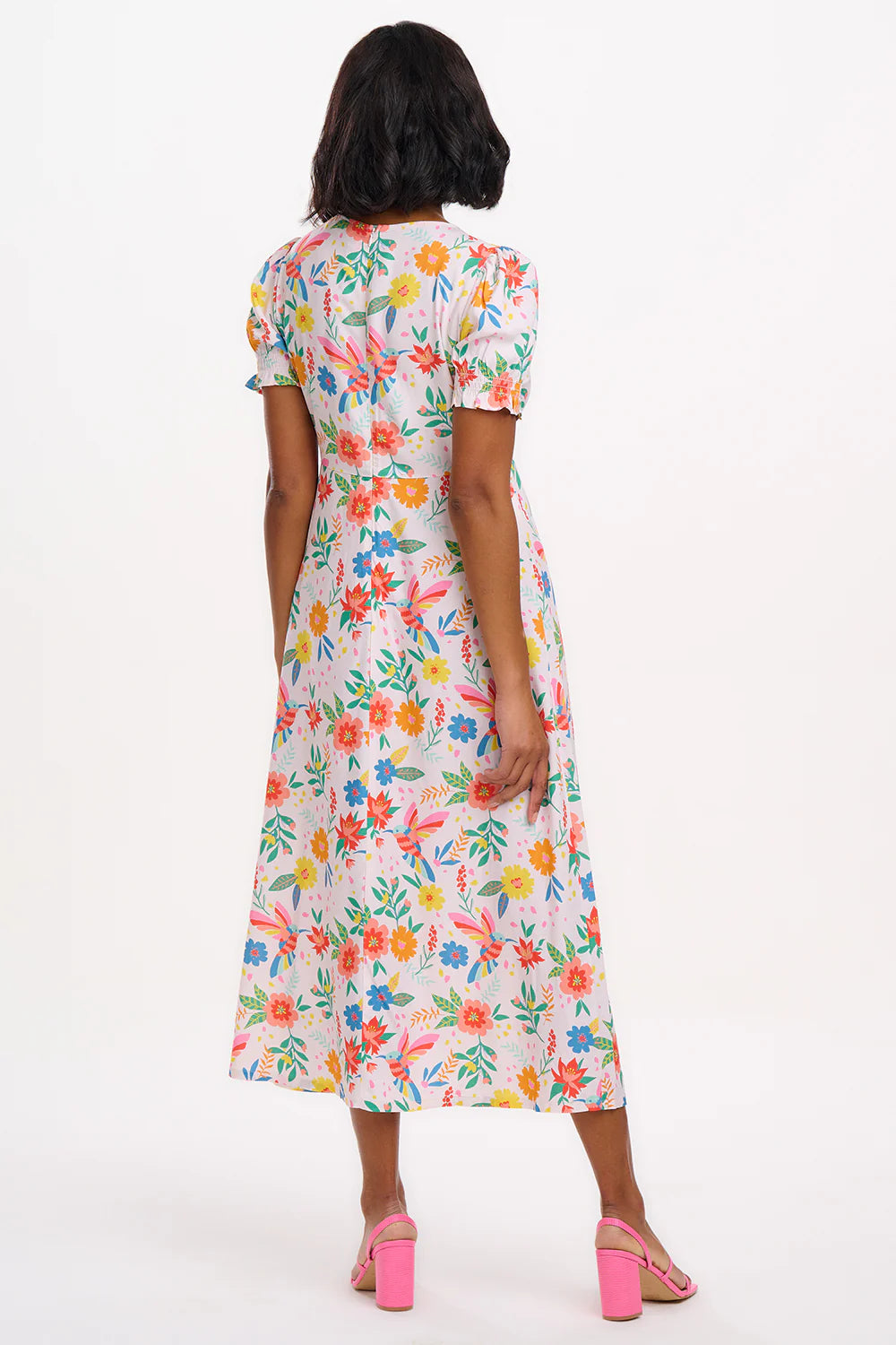 Sugarhill Brighton Tropical Hummingbird Dress In Off White