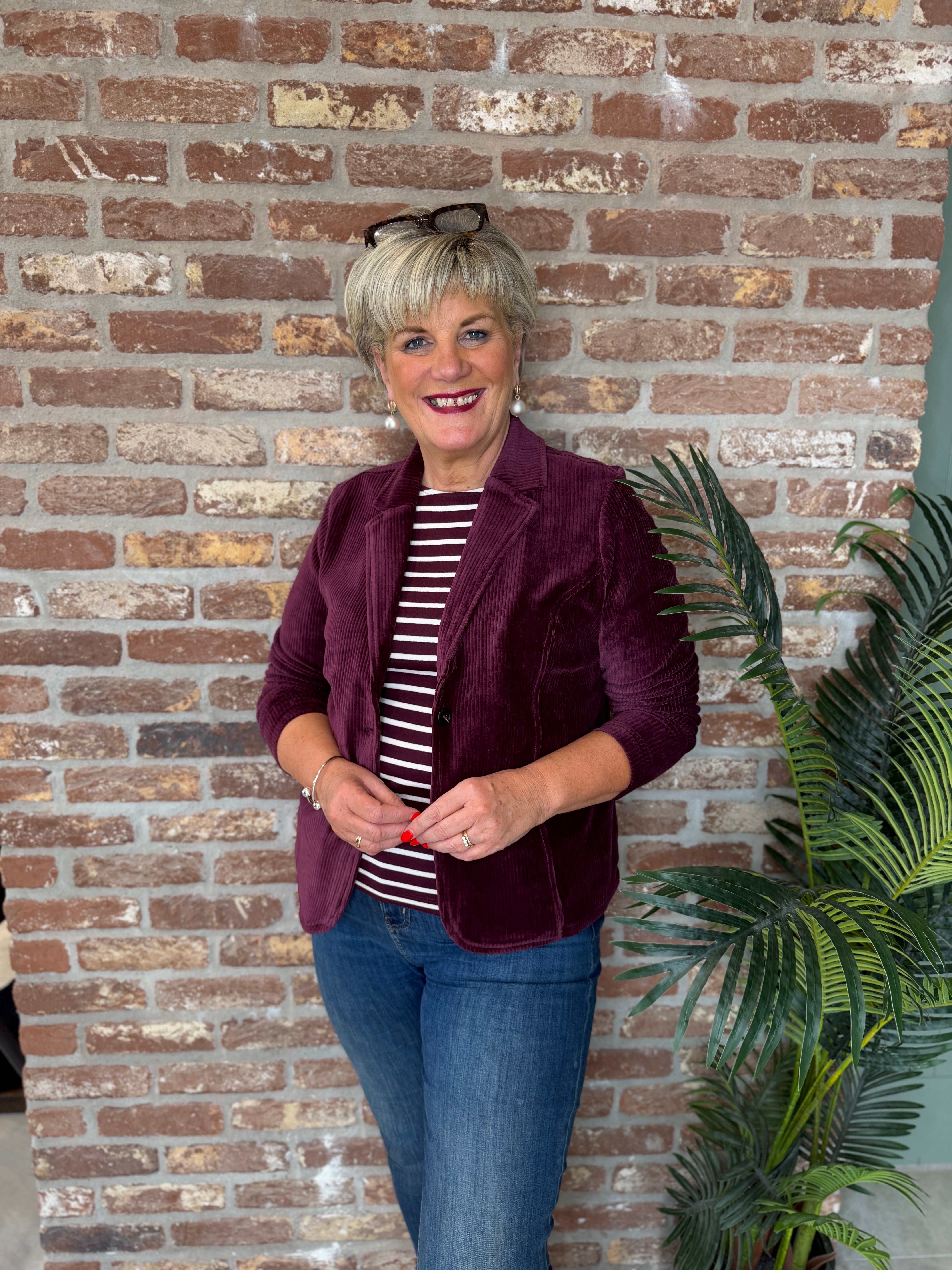 Soft corduroy blazer in rustic rouge