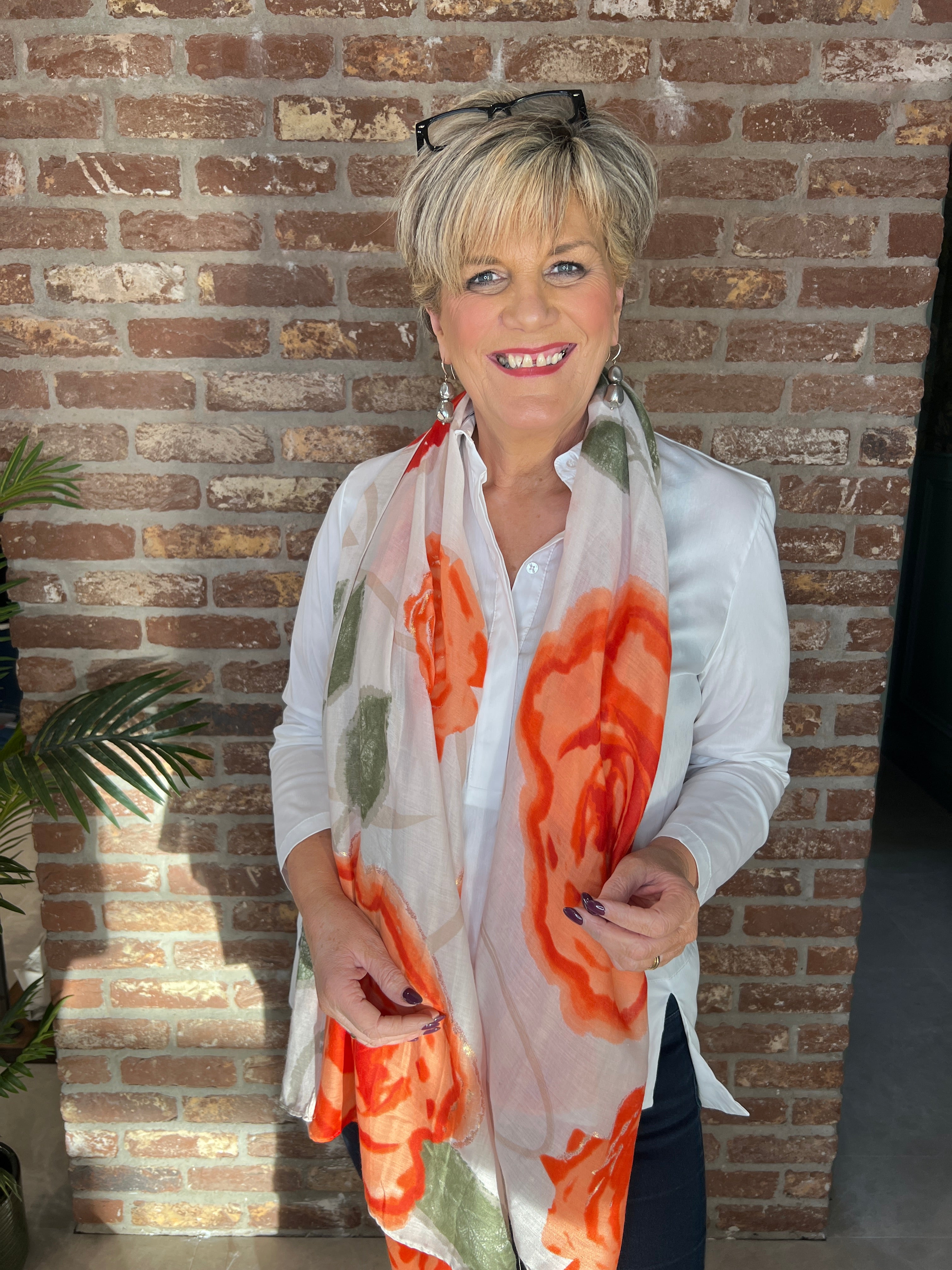 Pipa Patterned Scarf In Flame Multi