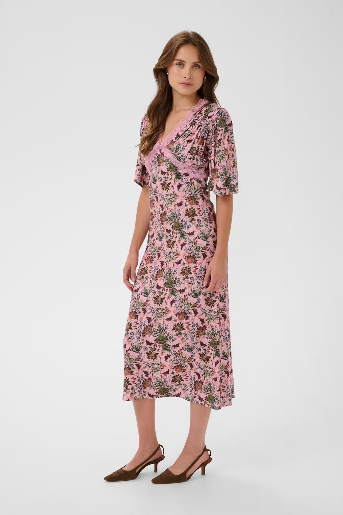 Bloom print dress in pink multi